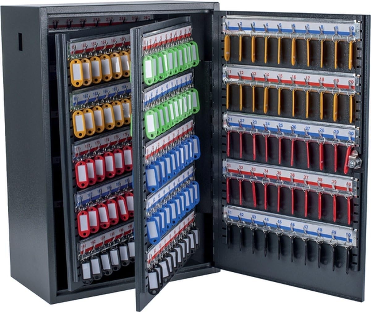 Pavo Deluxe Armadietto per Chiavi, con 300 Gancetti, Grigio Scuro