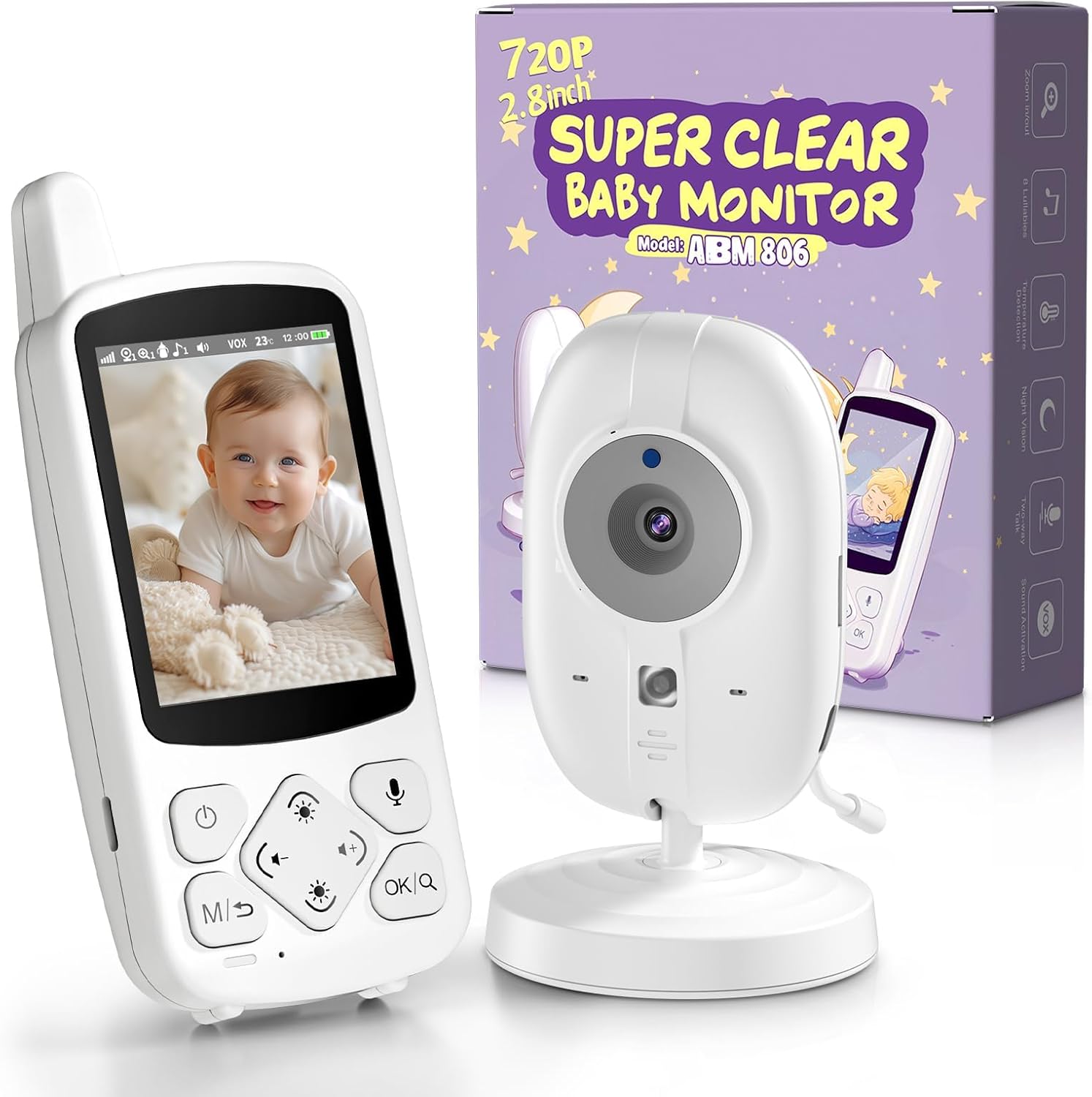 Vsifehso Baby Monitor 2.8'' HD con Batteria 2000mAh