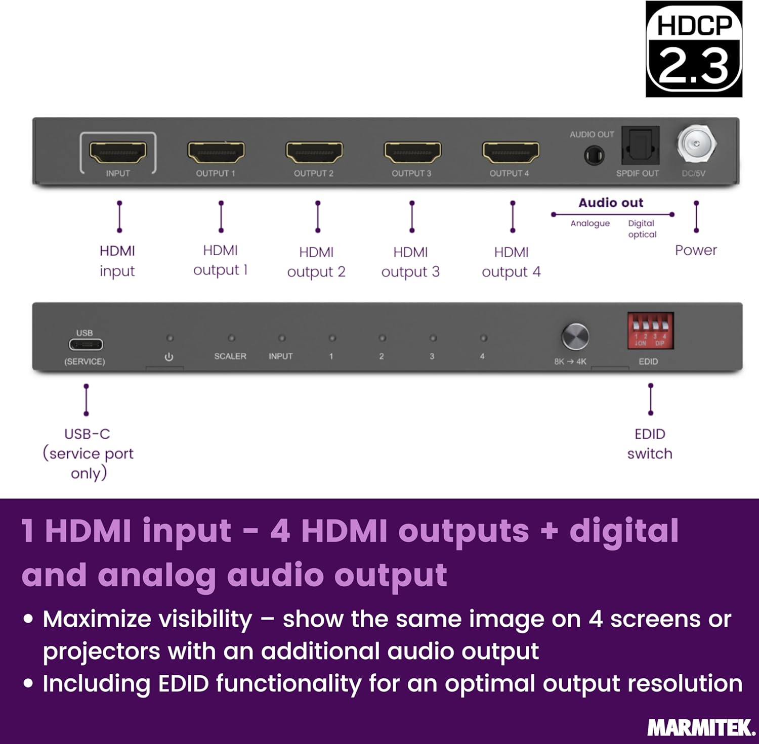 Marmitek Split 814 Pro - Splitter HDMI 8K 1 Ingresso 4 Uscite - immagine 3