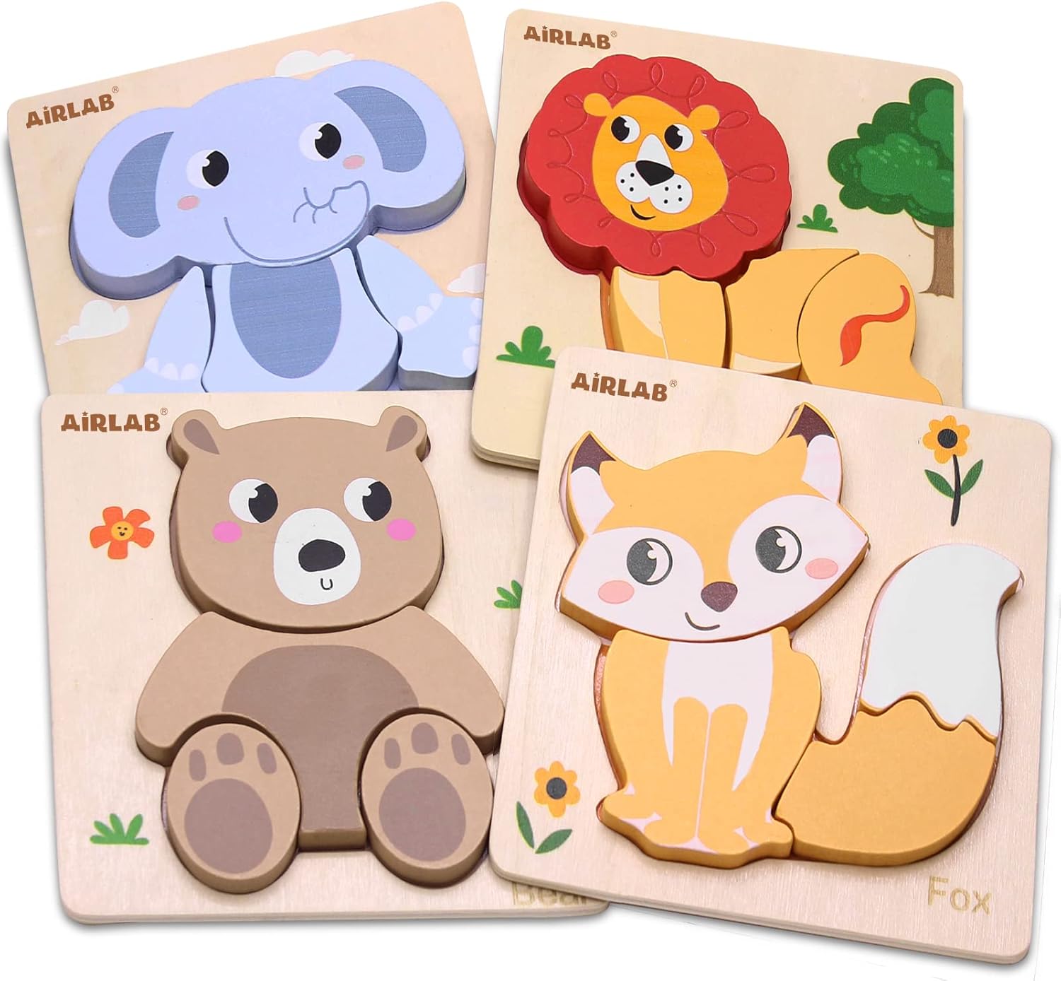 Airlab Puzzle Legno Bambini 1-5 Anni, Animali 3D - immagine 1