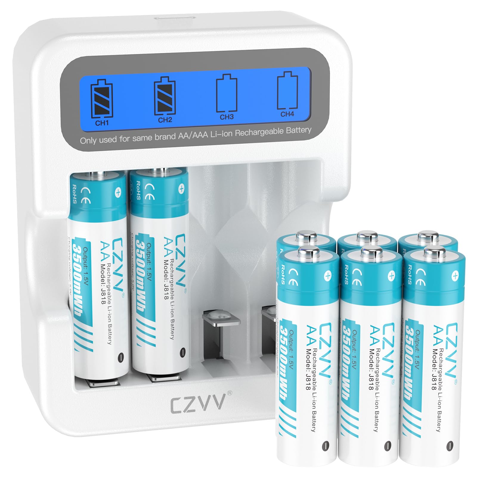 Batterie Ricaricabili AA Lithium 1,5V 3500mWh (8 Pezzi)