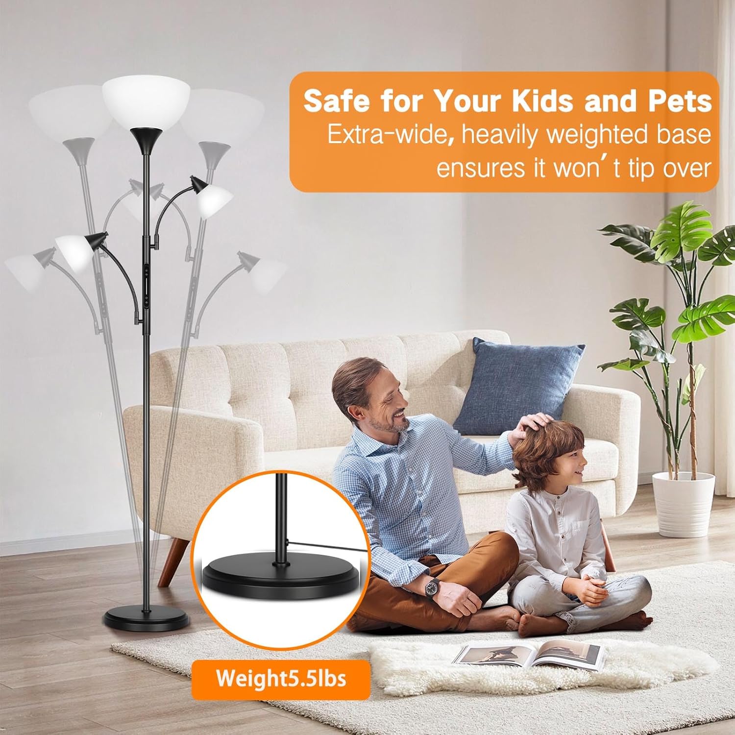 OUTON Lampada da Terra Dimmerabile con Telecomando e APP, Nero - immagine 7