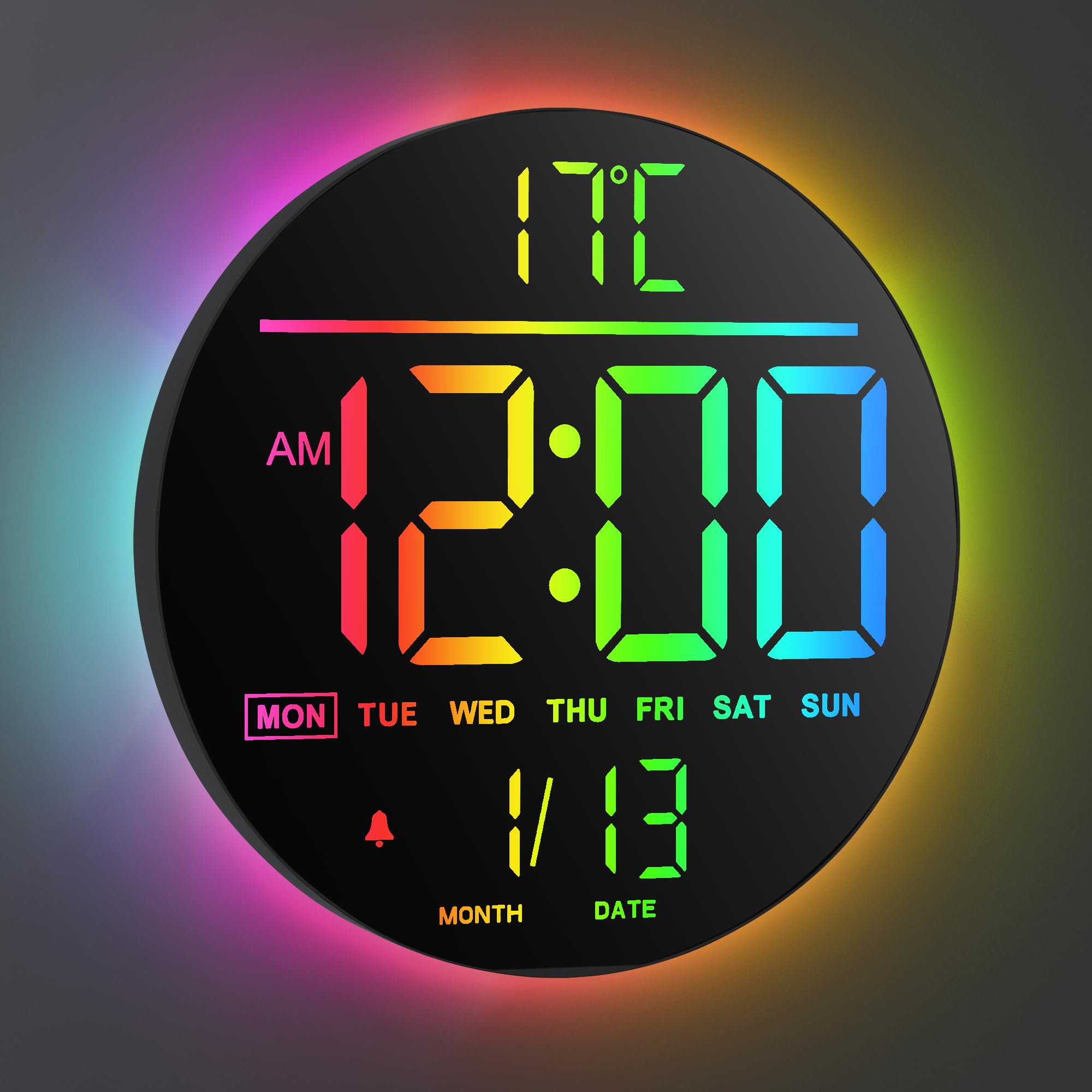 Maxstar Orologio Digitale da Parete 10" con Telecomando, Nero