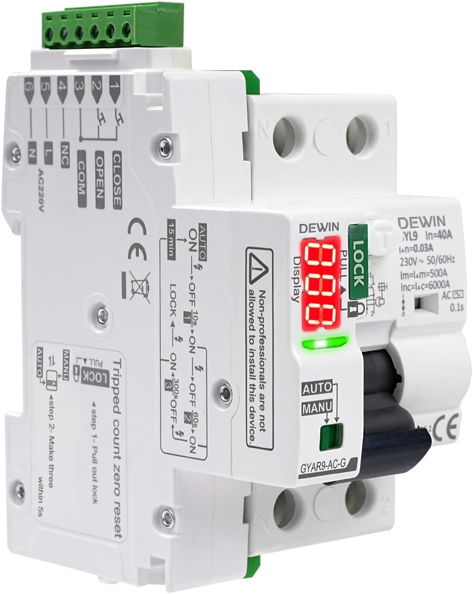 Dewin Salvavita Riarmo Automatico 40A 30mA 2P - immagine 1