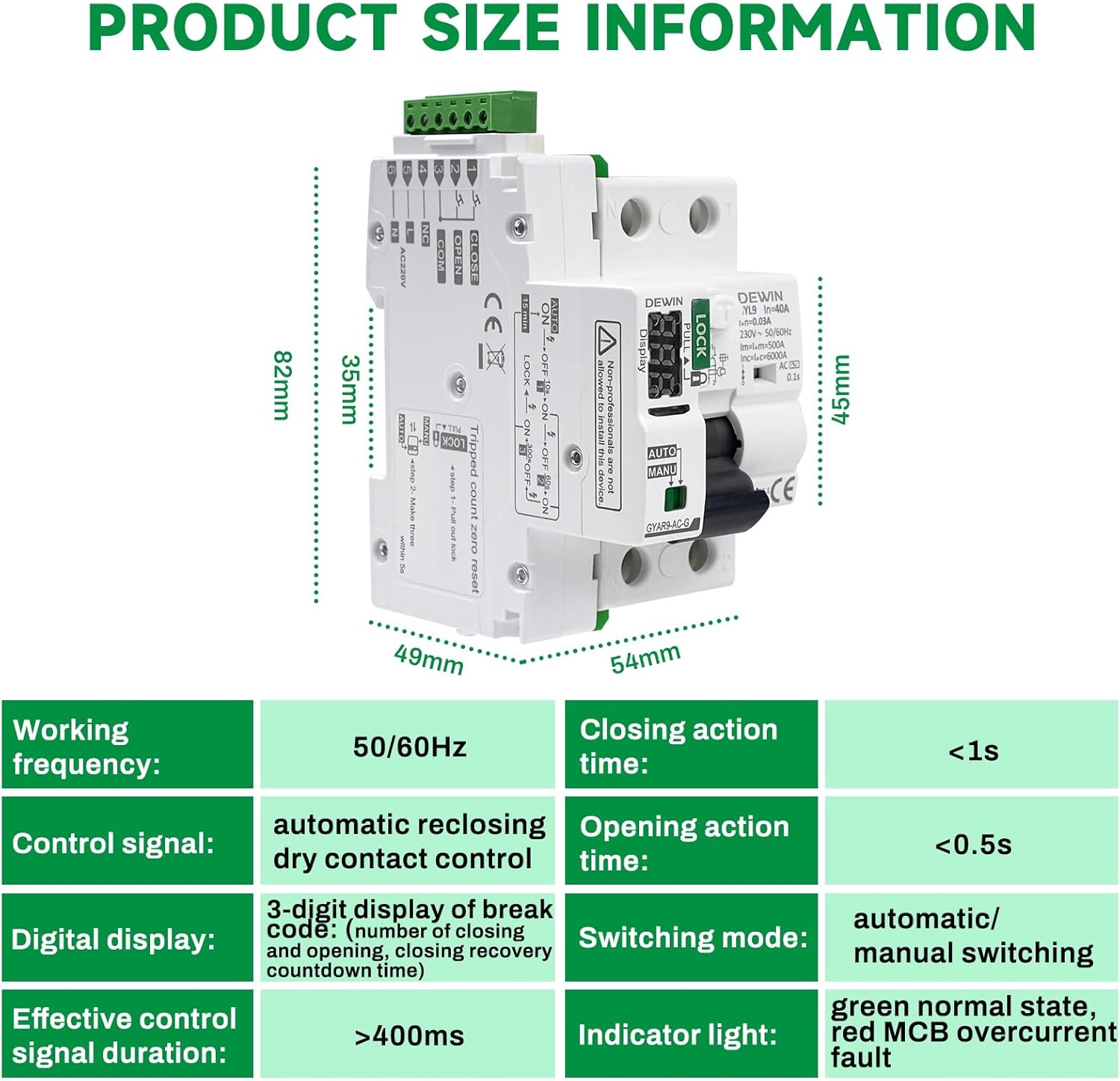 Dewin Salvavita Riarmo Automatico 40A 30mA 2P - immagine 2