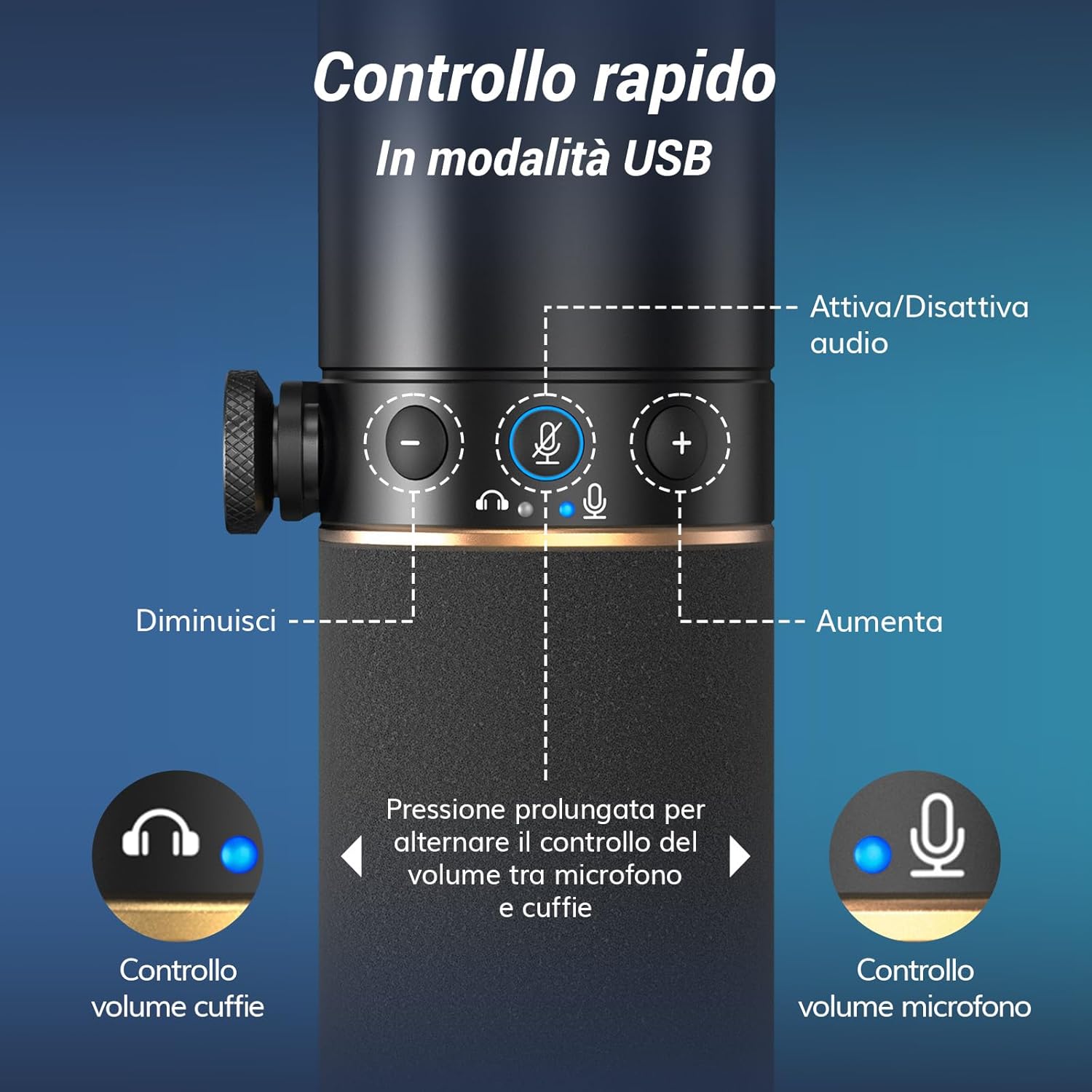 Tonor Microfono Gaming USB/XLR Dinamico Cardioide TD510+ - immagine 6