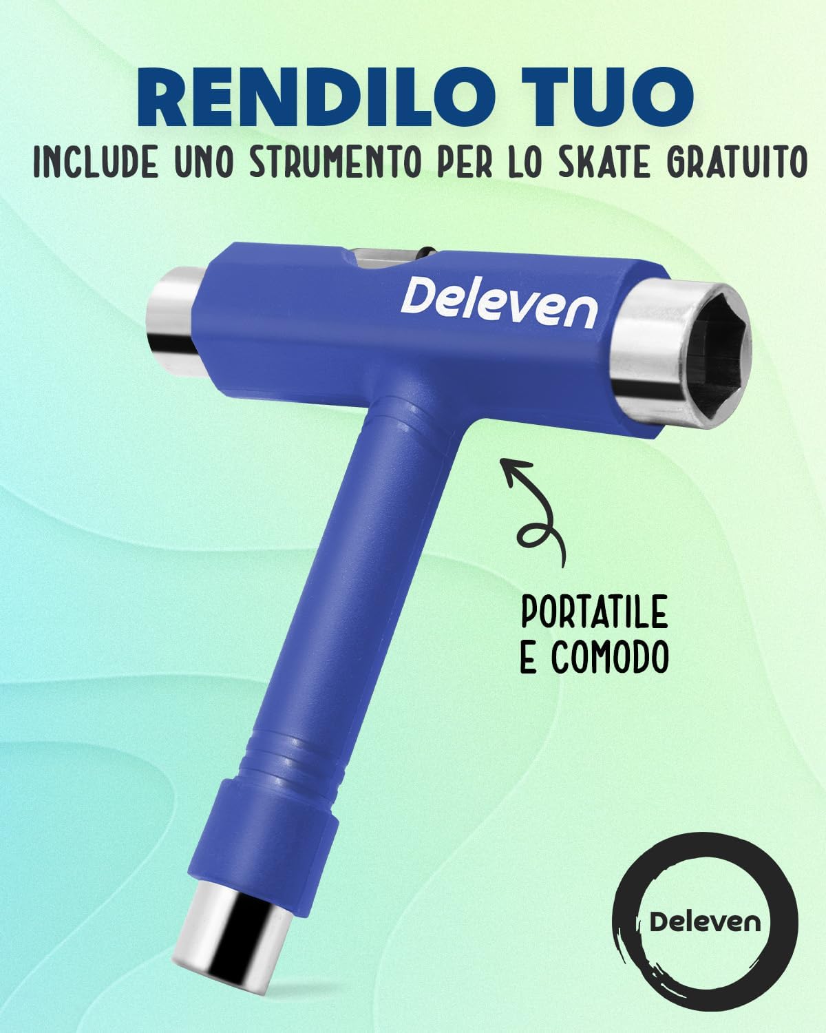 Deleven Skateboard 56cm con Ruote LED - immagine 6