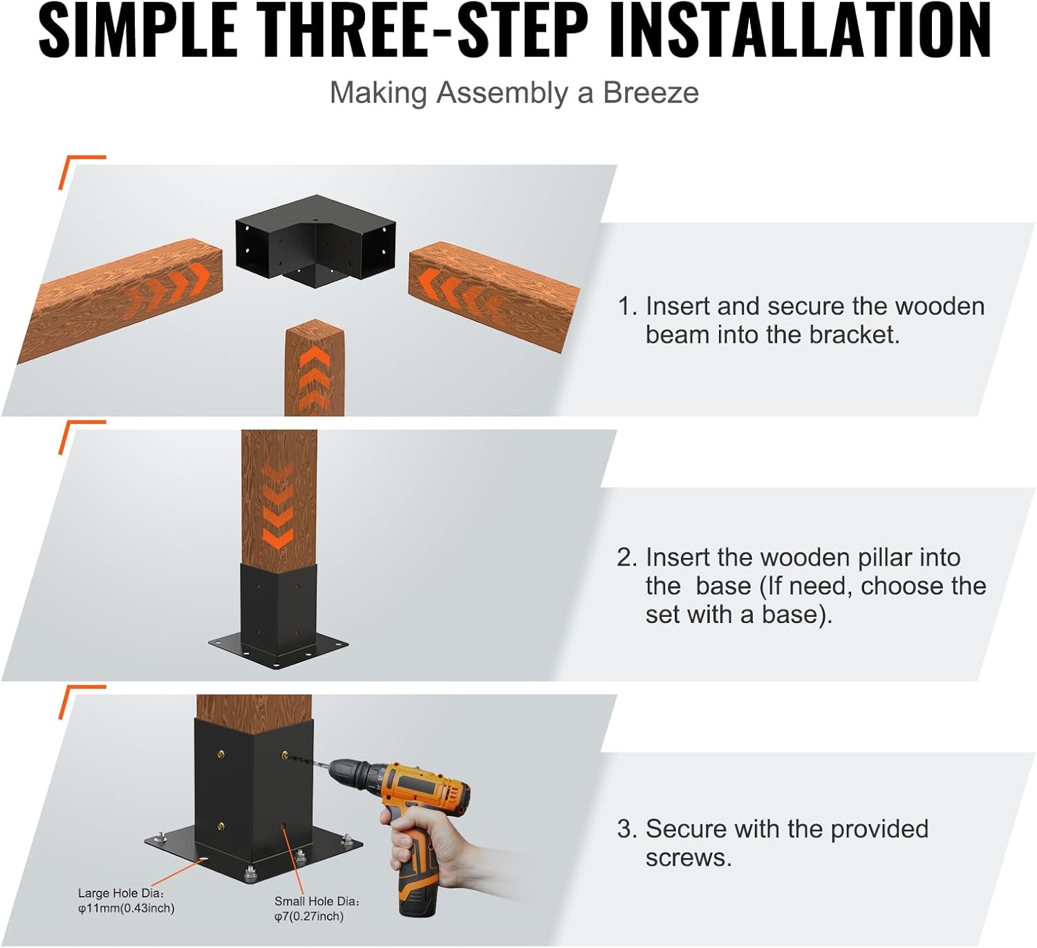 Vevor Kit Staffe per Pergola 10x10cm (4 pz) - immagine 6