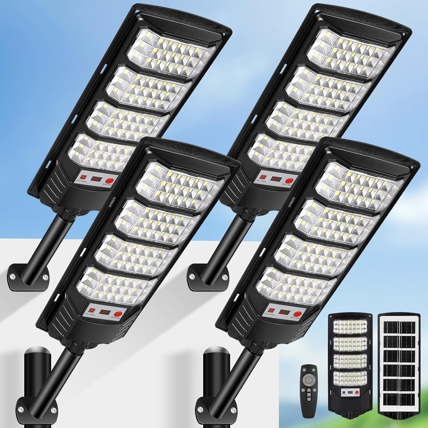 Lampione Solare Led Esterno 600W IP66 (4 pezzi) - immagine 1