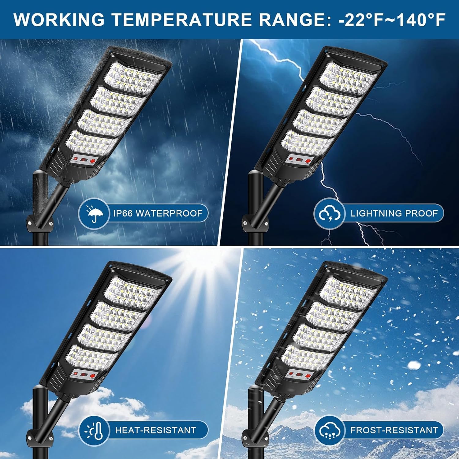 Lampione Solare Led Esterno 600W IP66 (4 pezzi) - immagine 4