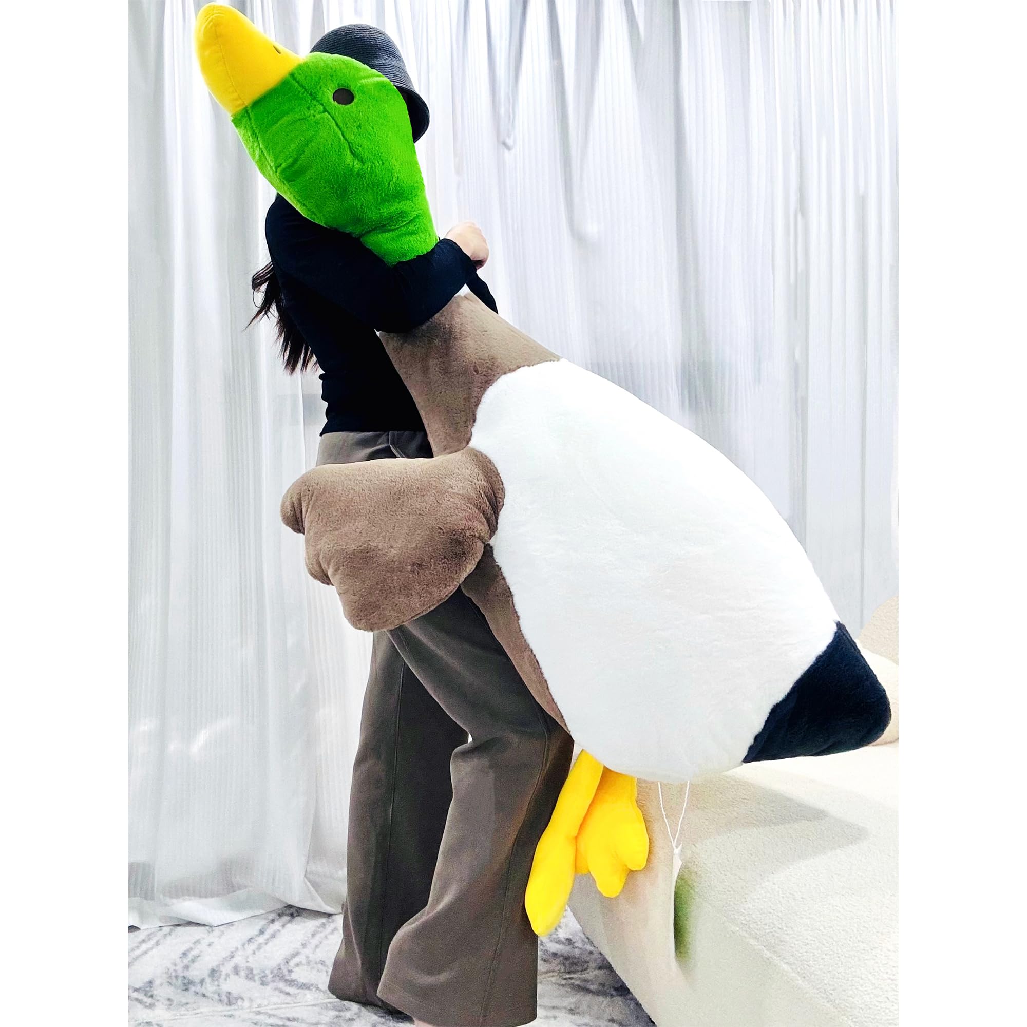 Tanha Anatra di Peluche Animali Farciti (Anatra Mallard, 160cm/62.9pollici)
