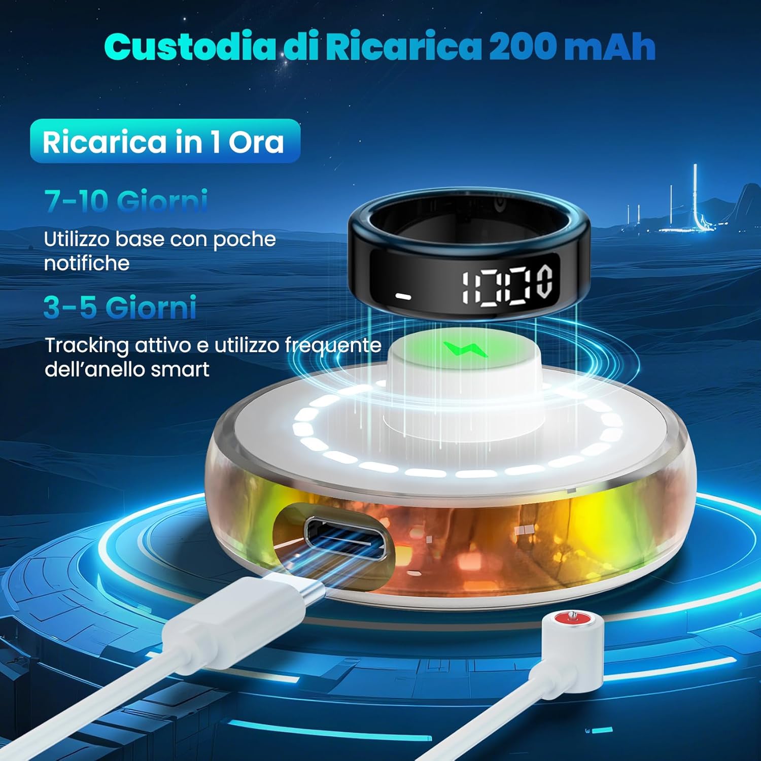 Smart Ring per Uomo con Display, IP68 - immagine 4