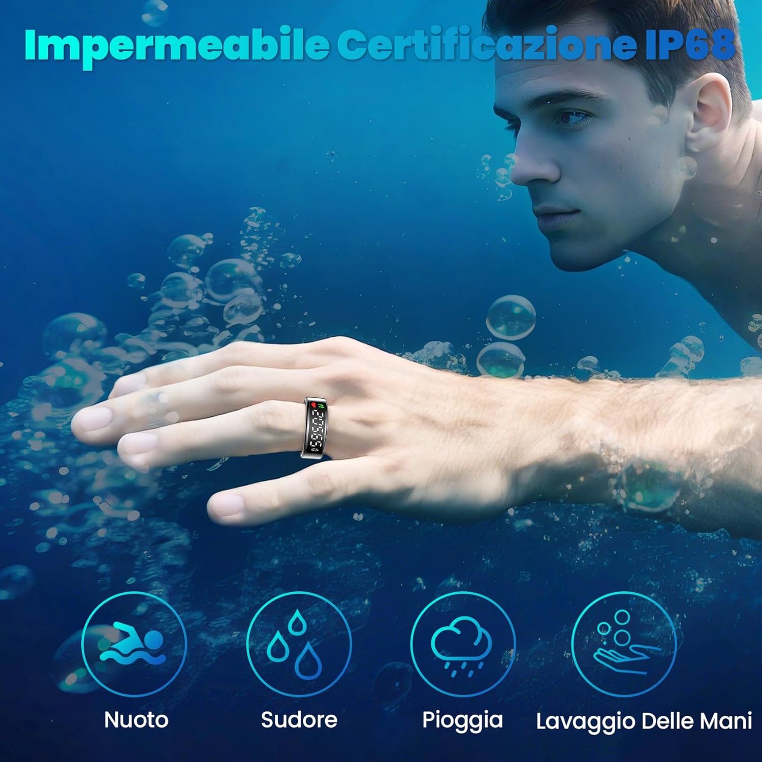 Smart Ring per Uomo con Display, IP68 - immagine 5