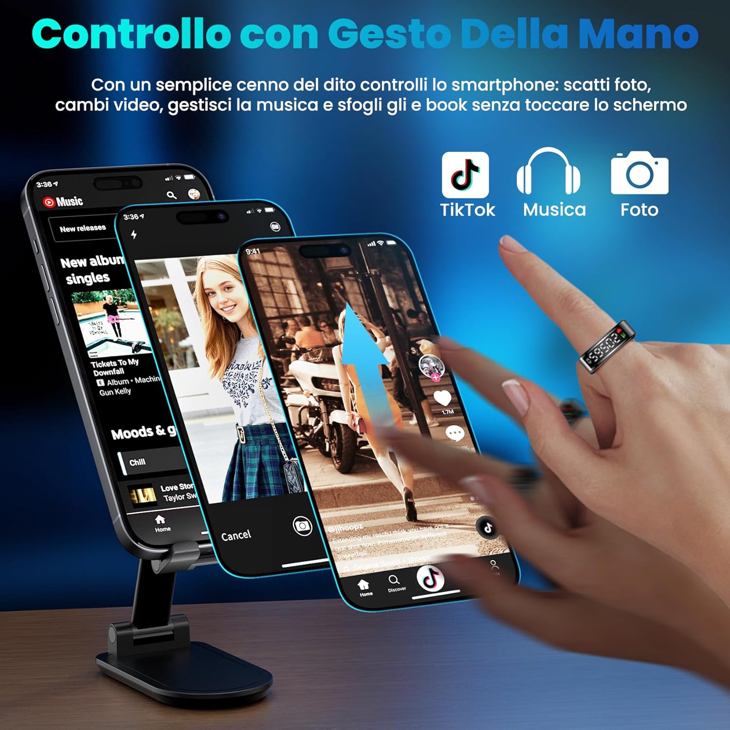 Smart Ring per Uomo con Display, IP68 - immagine 6
