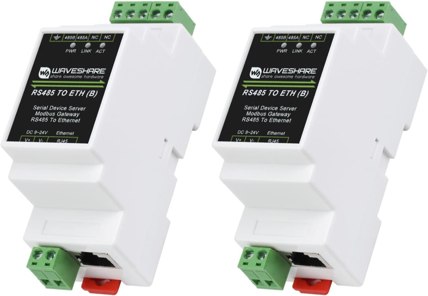 Waveshare Industrial Serial Server RS485 a RJ45 Ethernet (2pz) - immagine 1