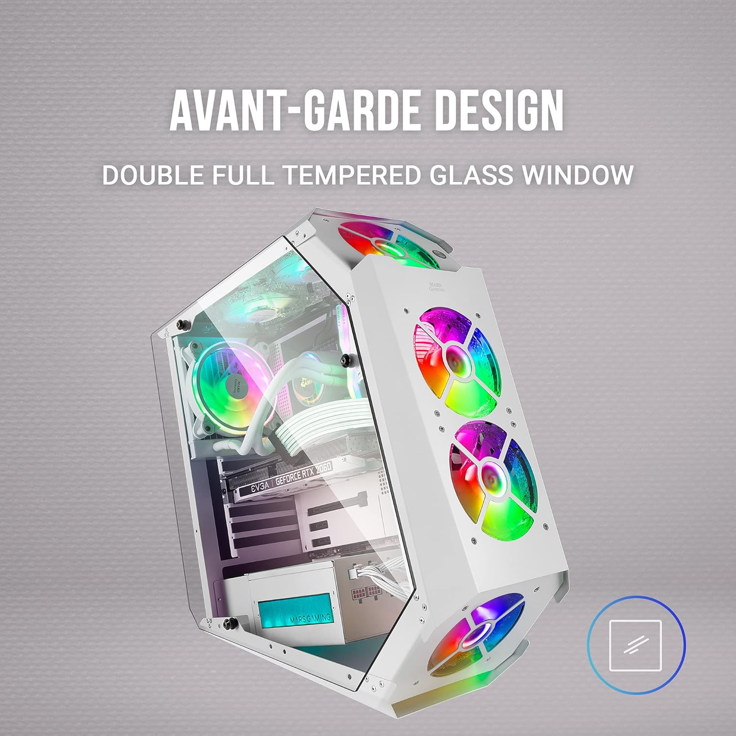 MARSGAMING MC51W - Case Gaming PC ATX, Bianco - immagine 2