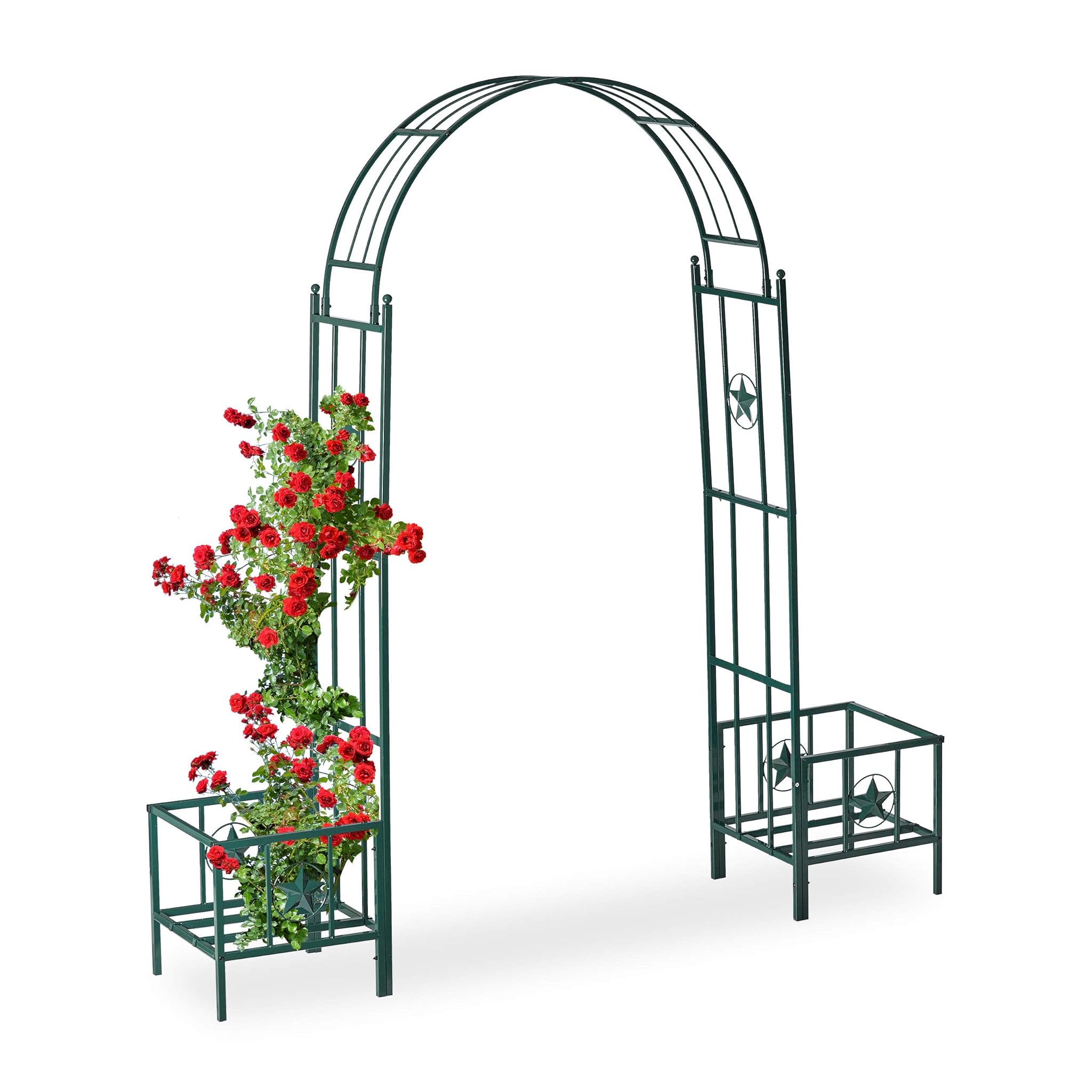 Relaxdays Arco per Rose con Fioriere, Verde