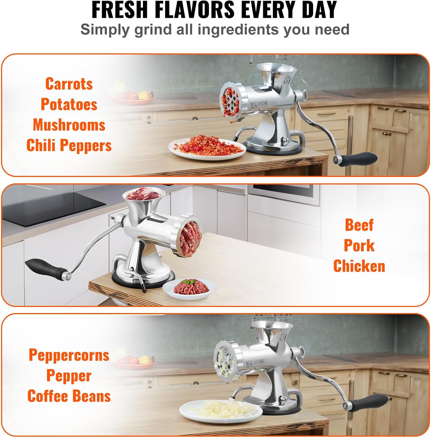 Vevor Tritacarne Manuale Acciaio Inox #8 - immagine 6