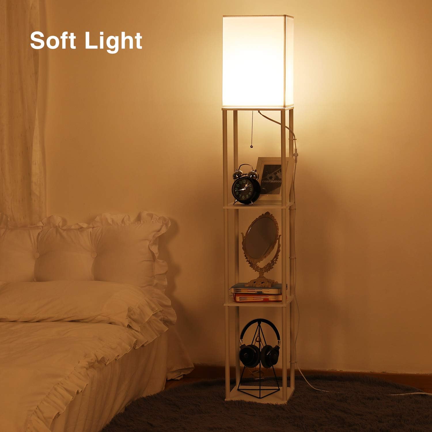 BBHome Lampada a Stelo LED con Ripiani, Bianco - immagine 4