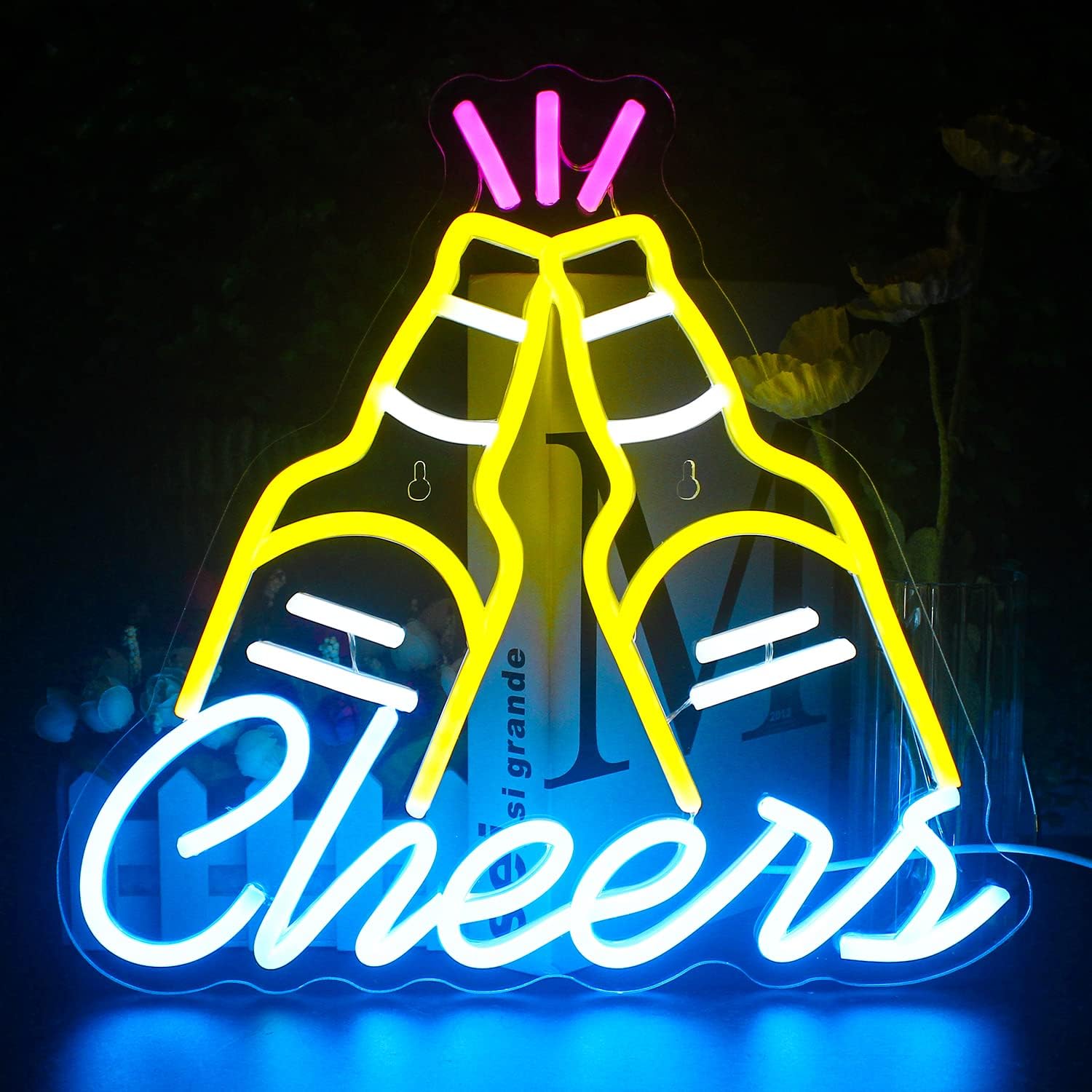 Looklight Birra Cheers Insegna al Neon Giallo Blu LED
