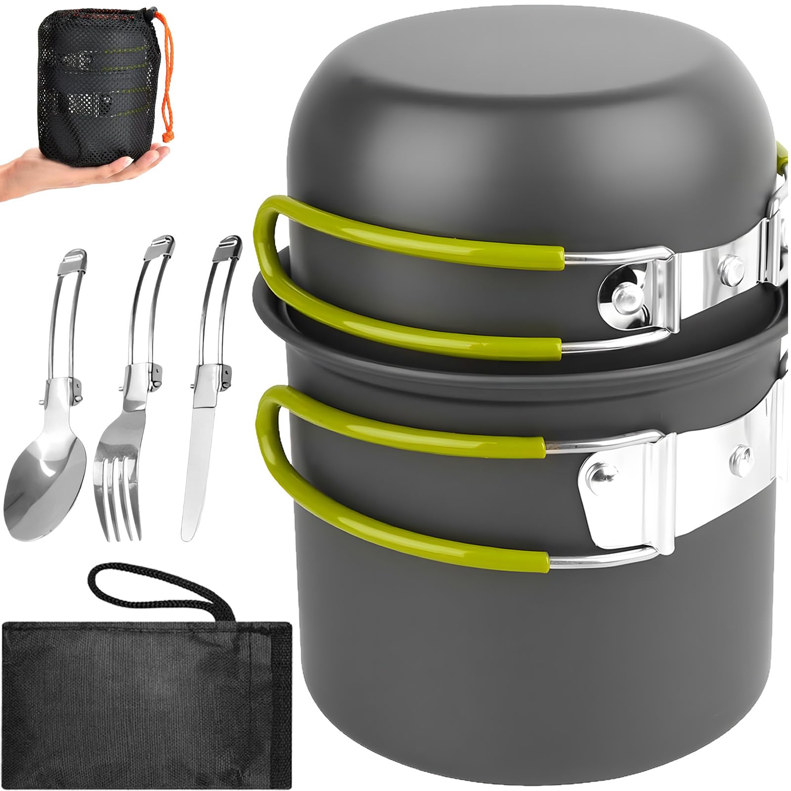 Set Pentole Campeggio Alluminio per 1-2 Persone