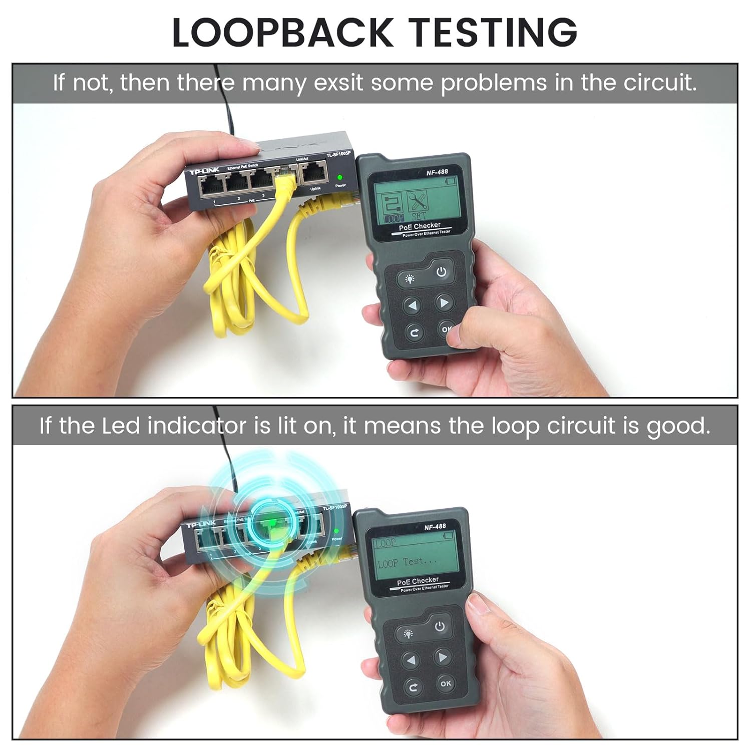 Noyafa NF-488 Tester per Cavi di Rete con LCD e POE - immagine 8
