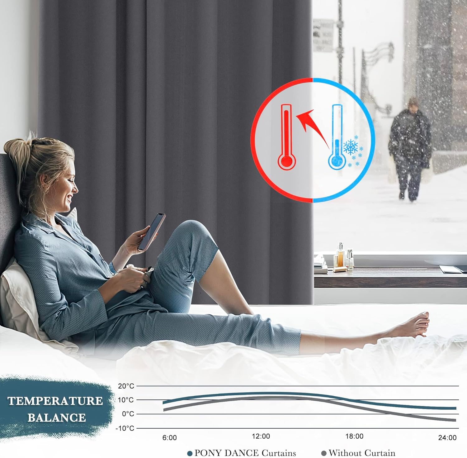 Pony Dance Tende Oscuranti Termiche 140x240 cm, Grigio - immagine 3