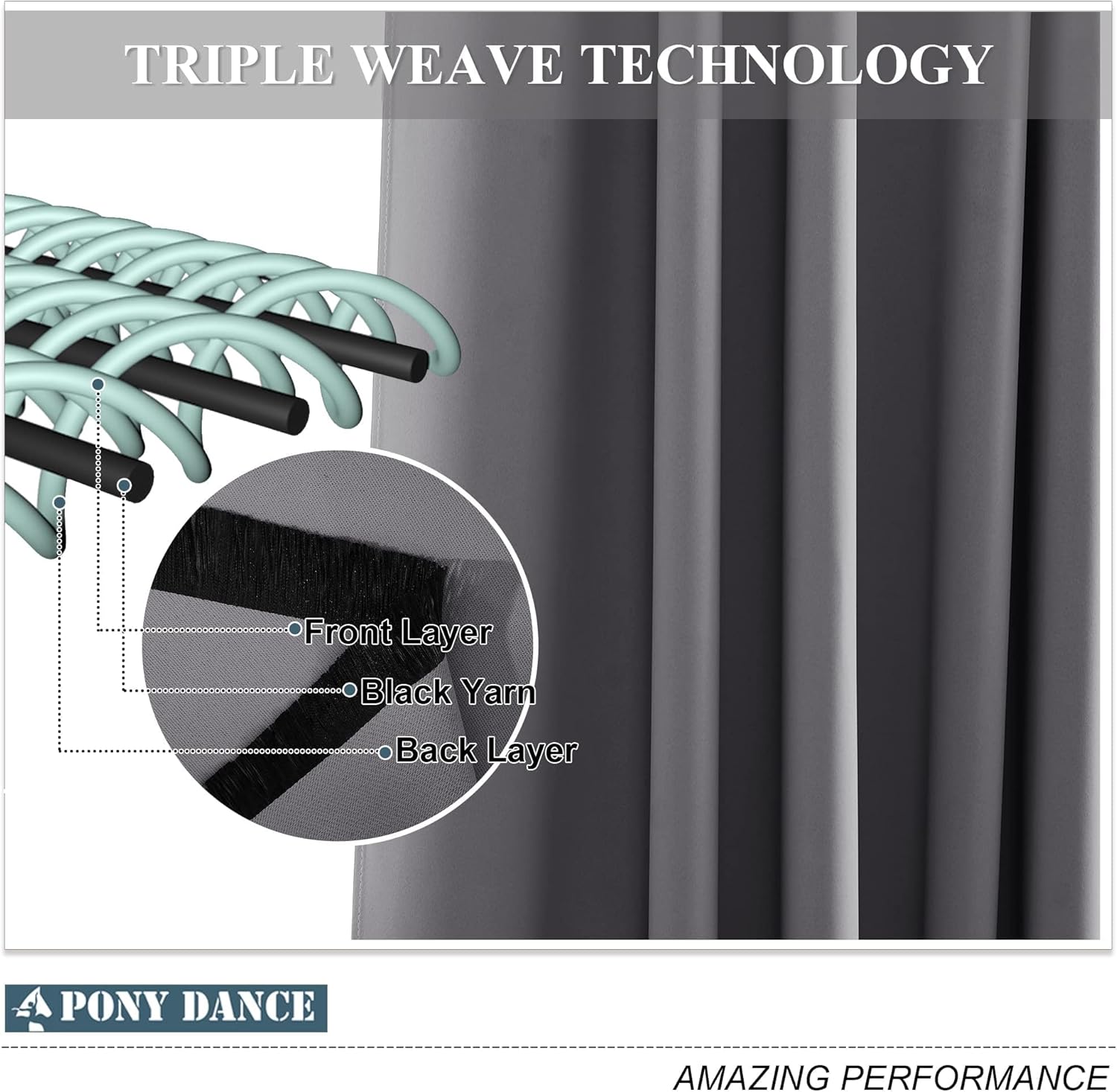 Pony Dance Tende Oscuranti Termiche 140x240 cm, Grigio - immagine 6