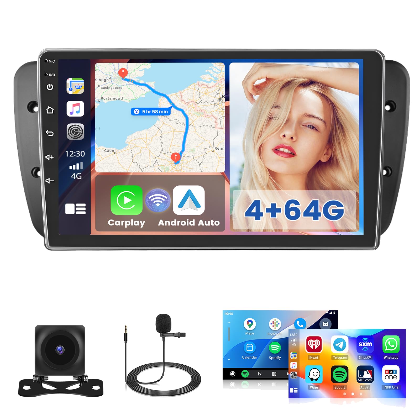 Hikity Autoradio Android 9 Pollici per Seat Ibiza 6J 2009-2013