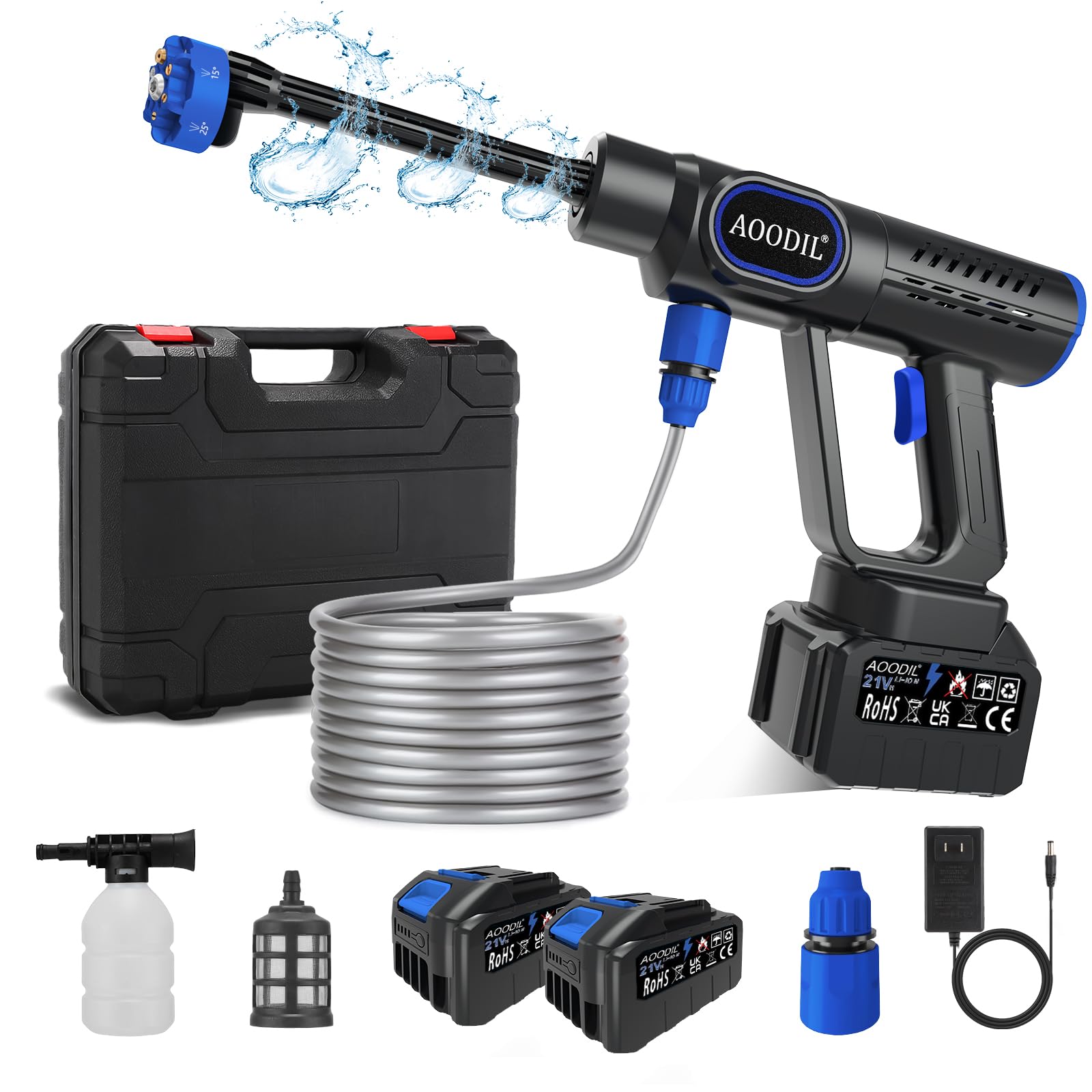 Aoodil Idropulitrice a Batteria 1200 PSI Portatile