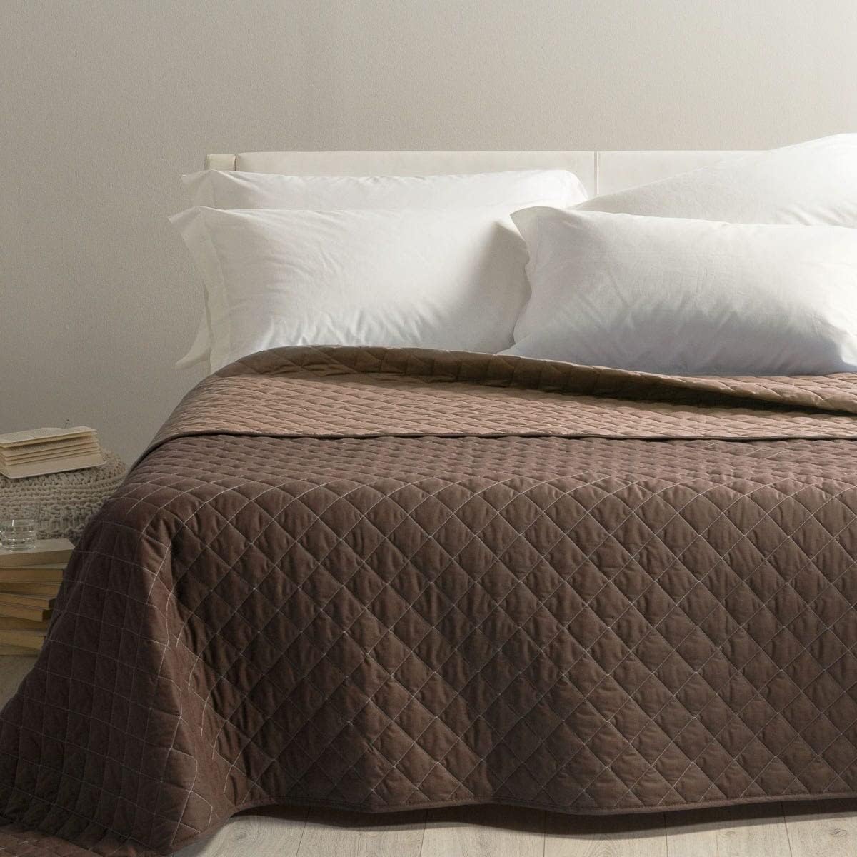 Caleffi - Copriletto-trapuntato Mix Tinta Unita Matrimoniale Moka