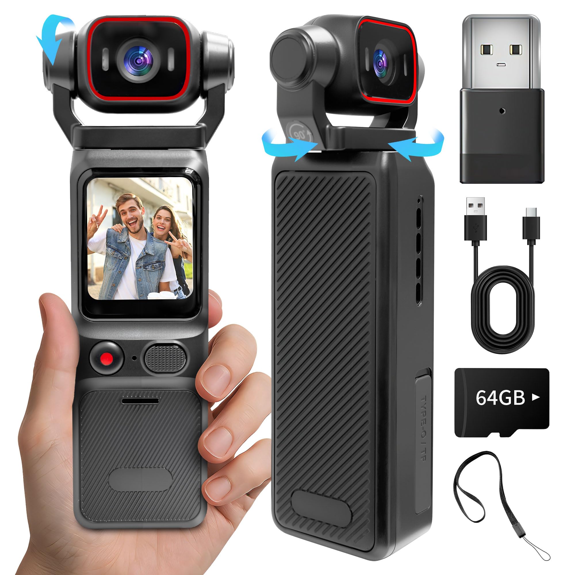 4K Bodycam Videocamera con Stabilizzazione 64 GB