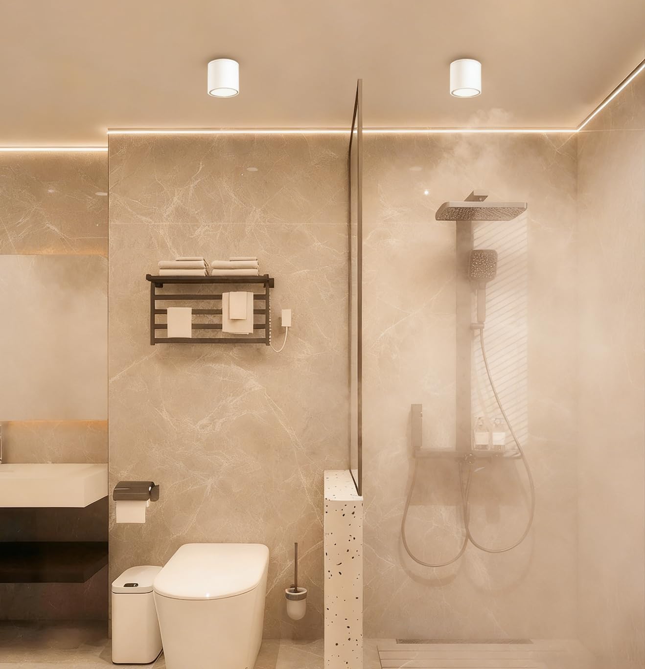 Ebion 4 Pezzi Faretti Soffitto Plafoniera in Alluminio, Bianca - immagine 5