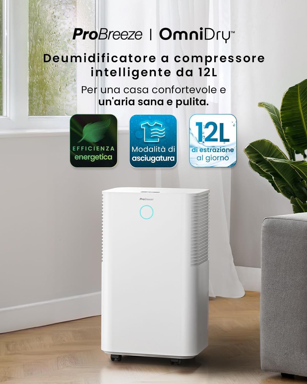 Pro Breeze OmniDry Deumidificatore 12L/Giorno con WiFi - immagine 2