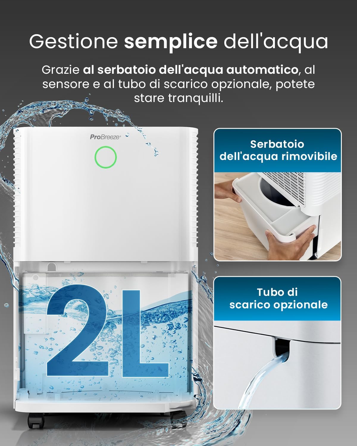 Pro Breeze OmniDry Deumidificatore 12L/Giorno con WiFi - immagine 3