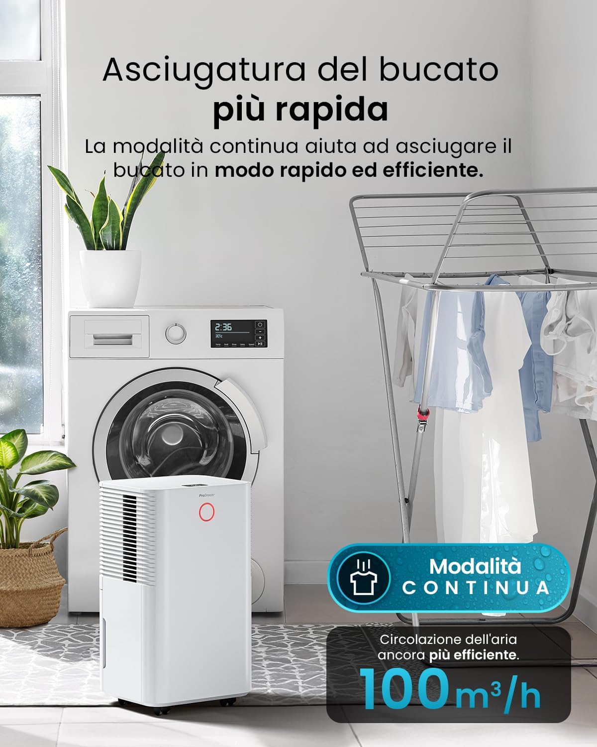 Pro Breeze OmniDry Deumidificatore 12L/Giorno con WiFi - immagine 6