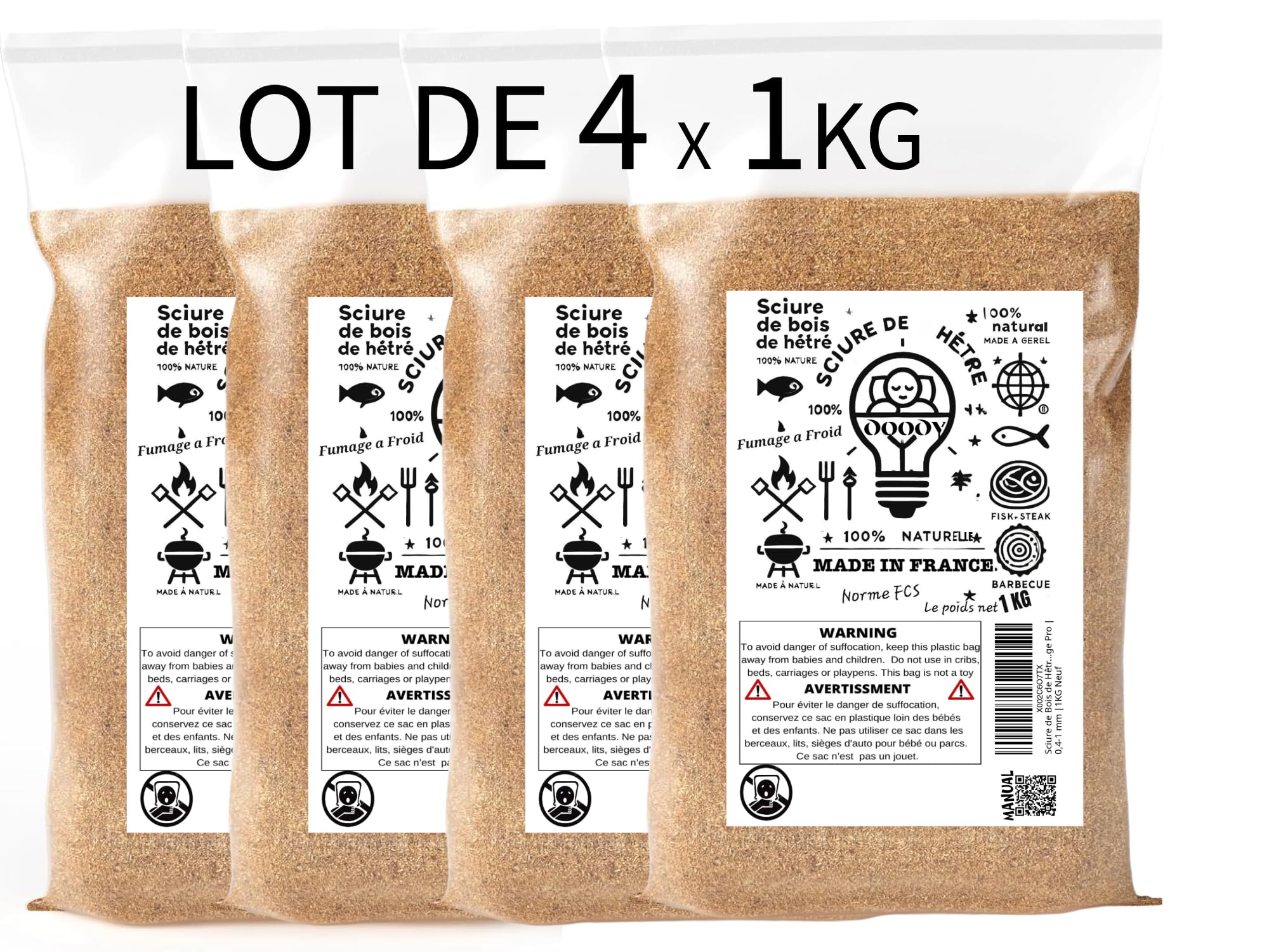 Segatura di Legno di Faggio per Affumicatore (4x1kg)