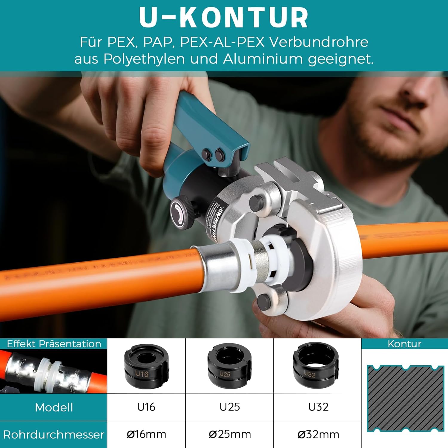 Pinza a Pressa Professionale per Tubi Rame Profilo U - immagine 2