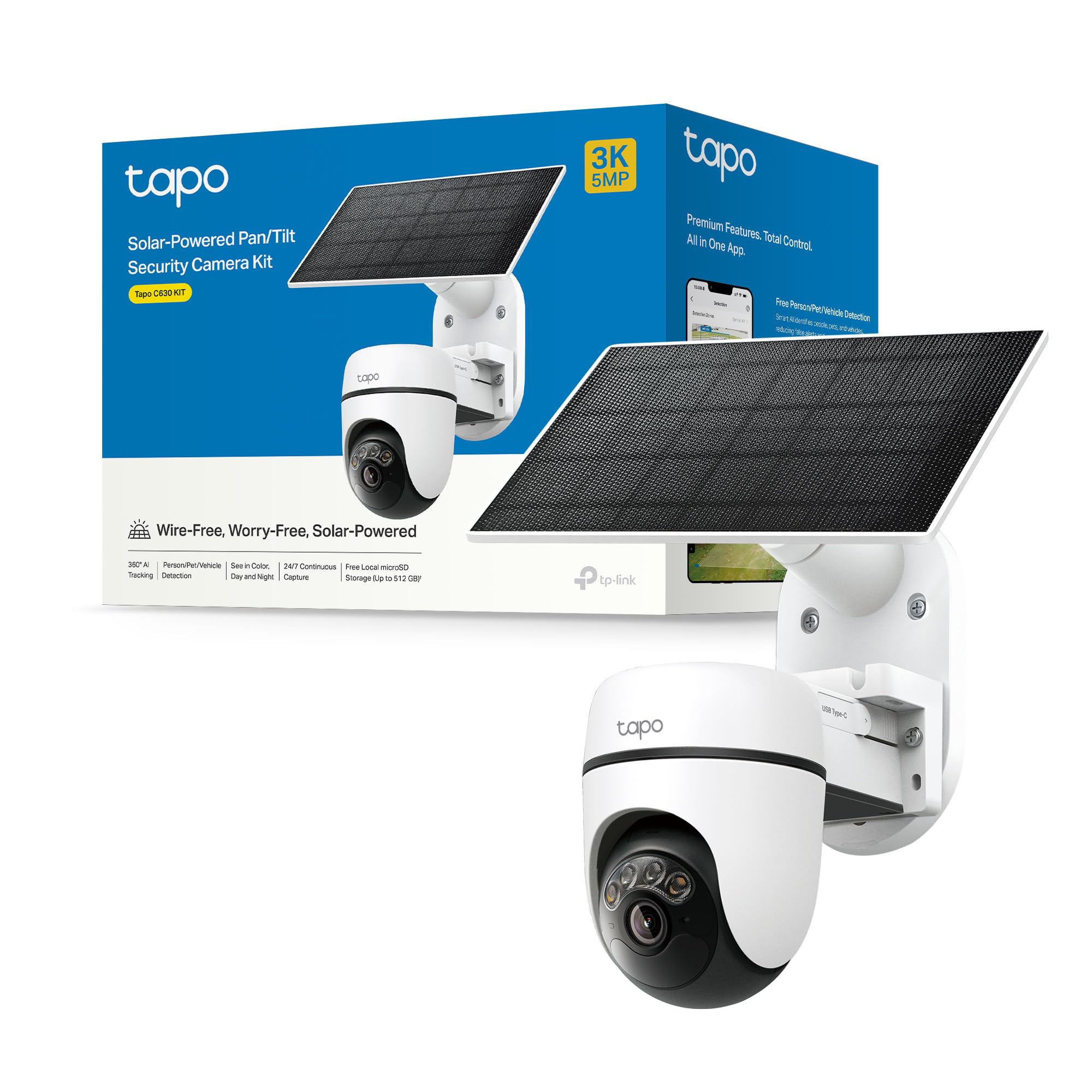 Tapo C630 KIT 3K 5MP Telecamera Wifi Esterno con Pannello Solare
