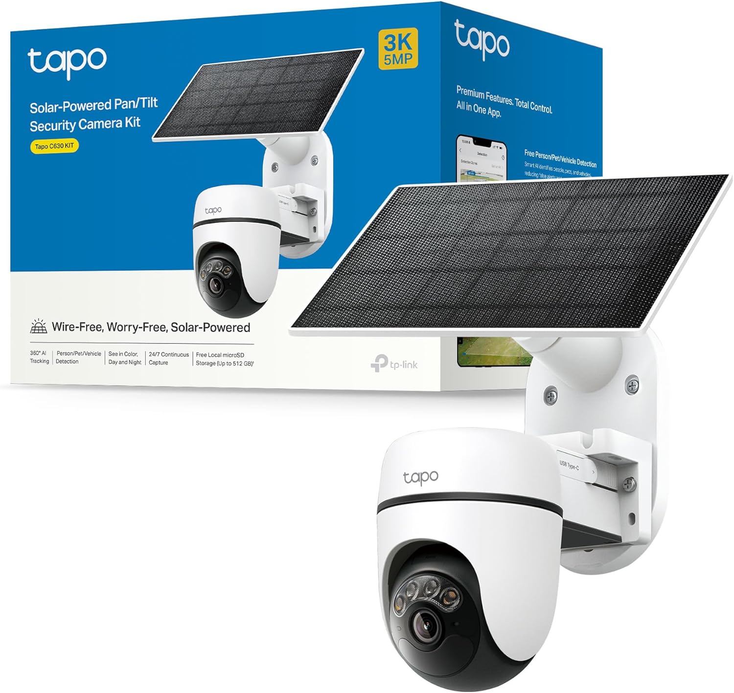 Tapo C630 KIT 3K 5MP Telecamera Wifi Esterno con Pannello Solare - immagine 1