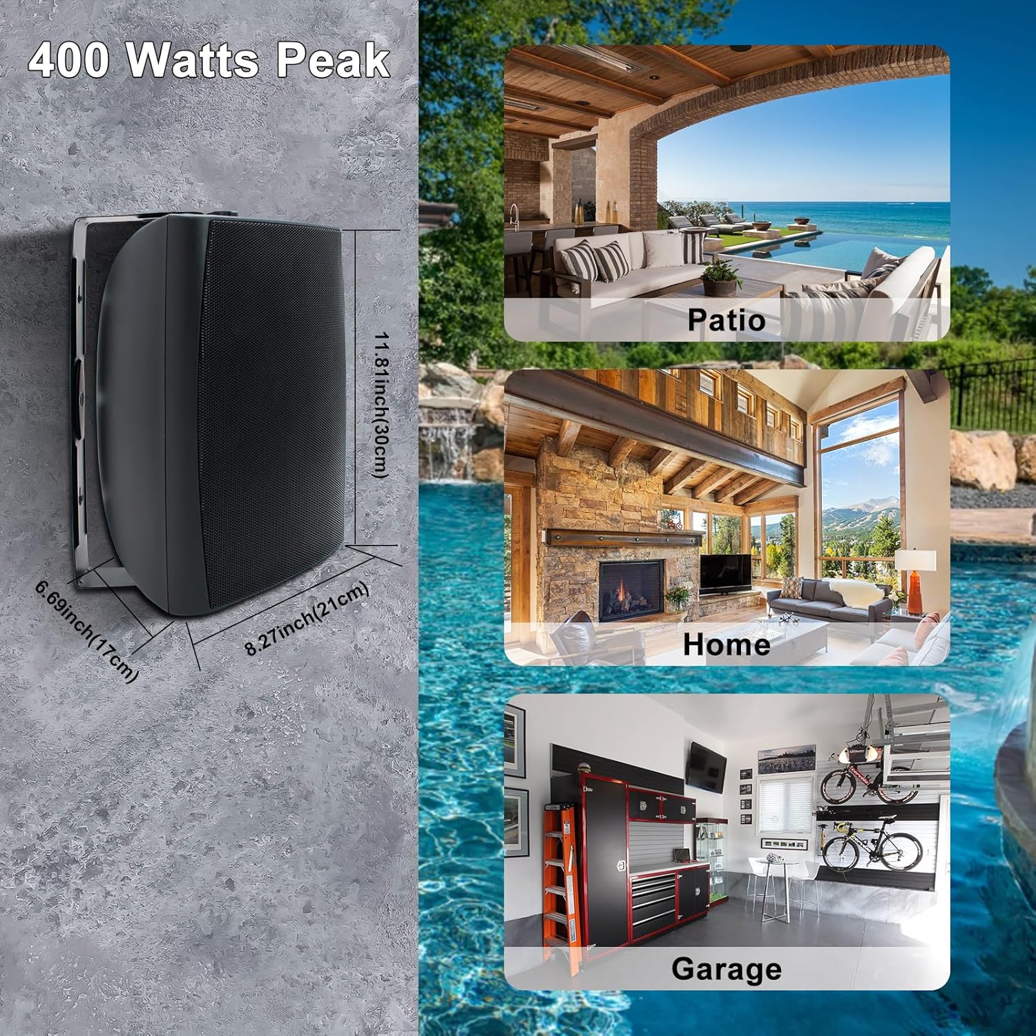 Herdio Altoparlanti da Esterno Bluetooth 6,5" 400 Watt (Coppia) - immagine 4