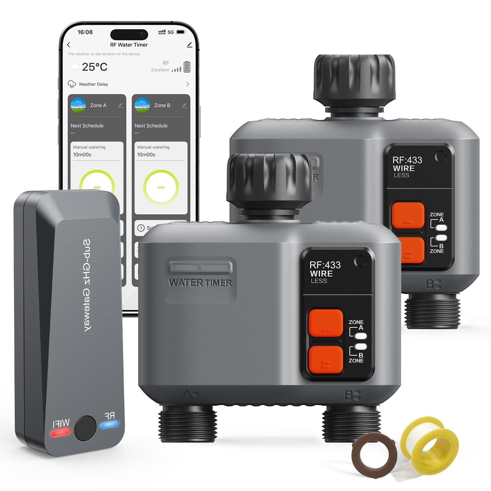 johgee Programmatore Irrigazione WiFi 2 Uscite (2 pz)