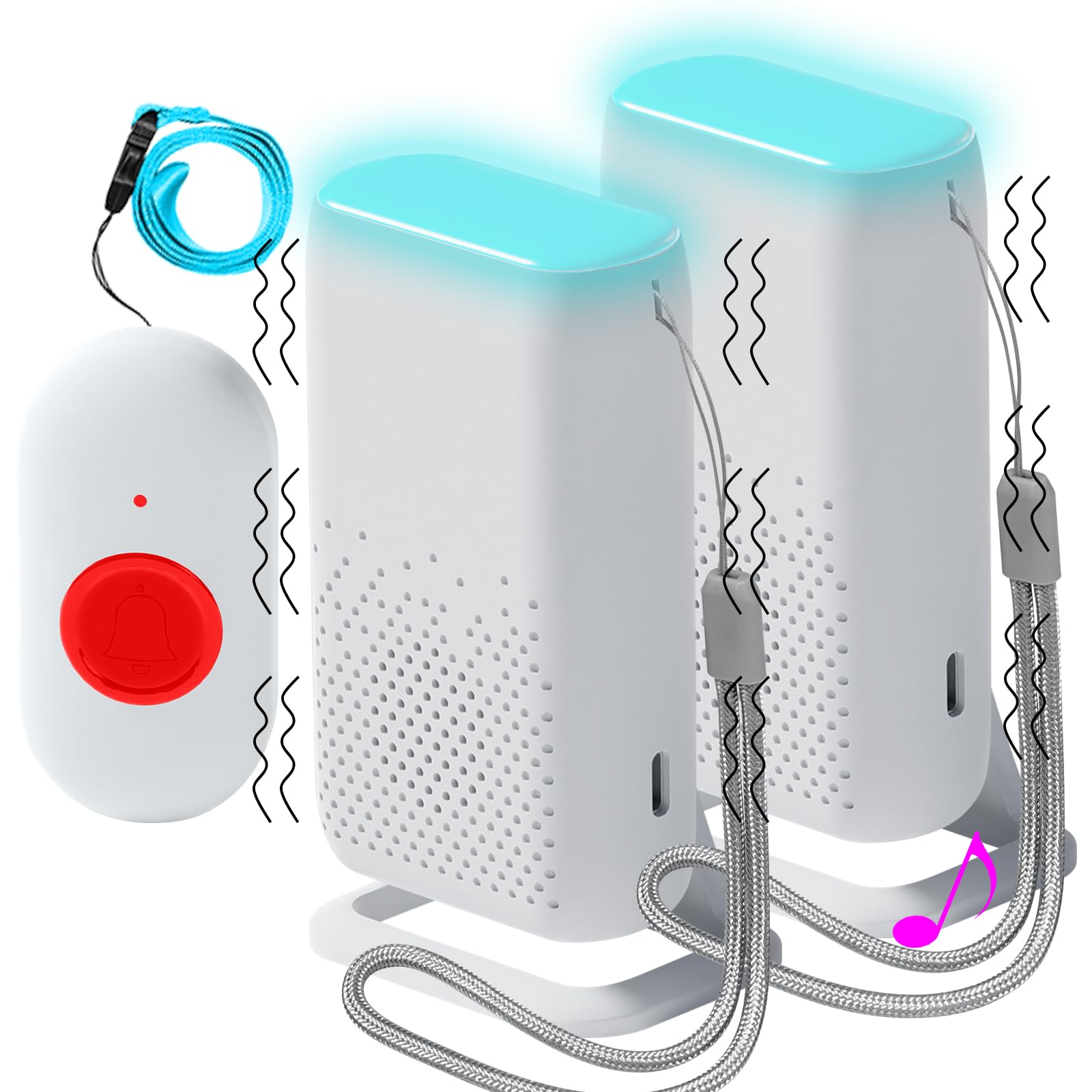 Wireless Pulsante Chiamata Emergenza Allarme Pager (1 in 2)