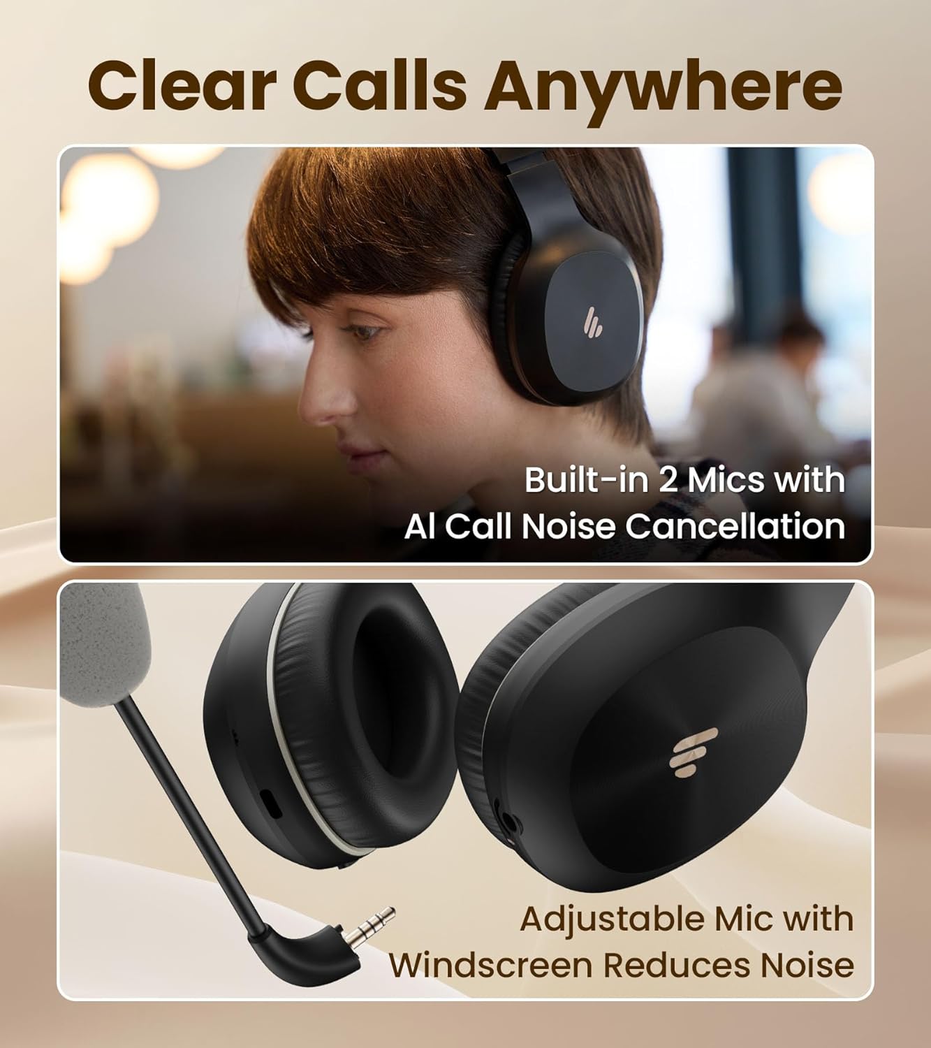 Edifier K750W Cuffie Wireless con Microfono, Nero - immagine 4