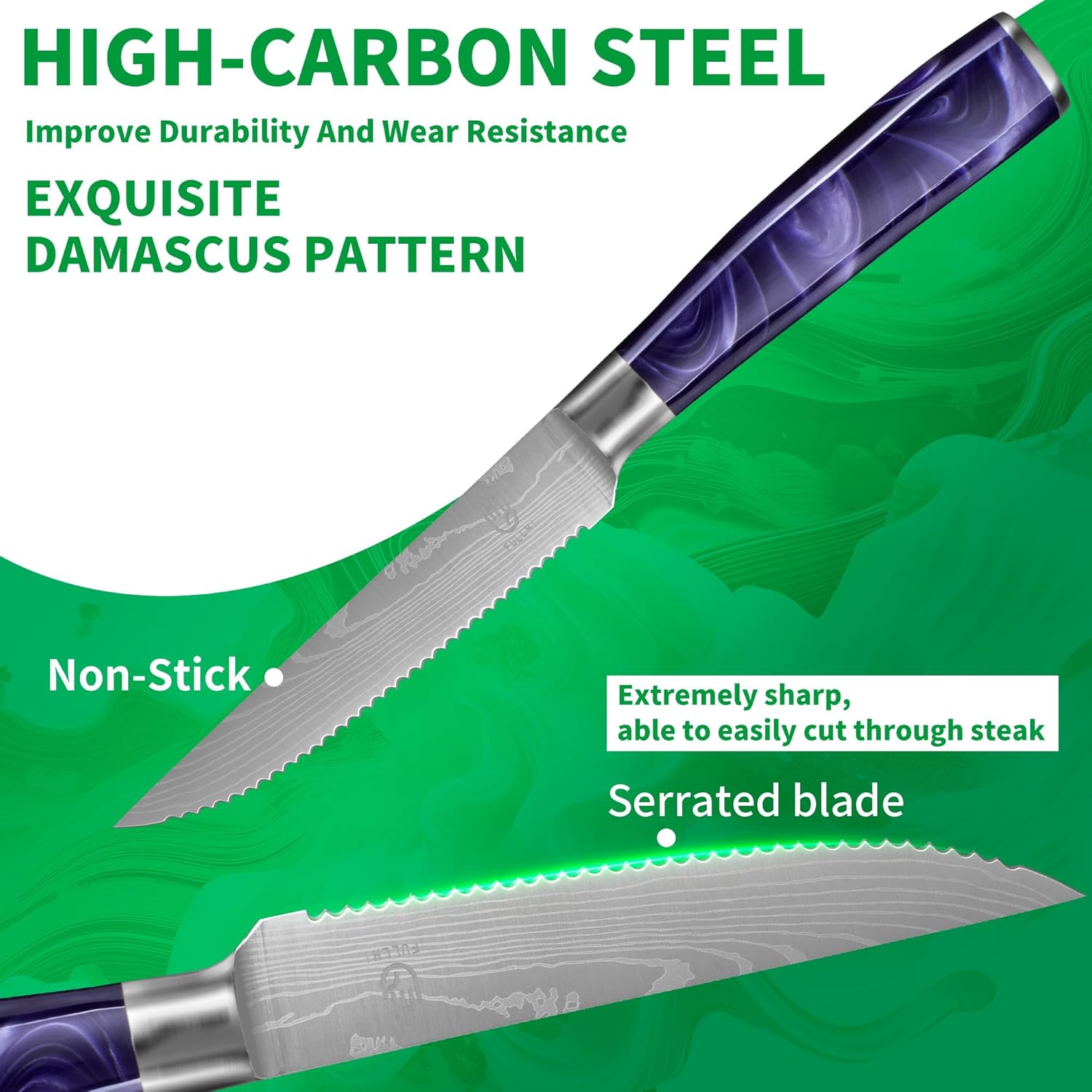 Fullhi Set Coltelli da Chef 14 Pezzi con Blocco e Affilatoio - immagine 3