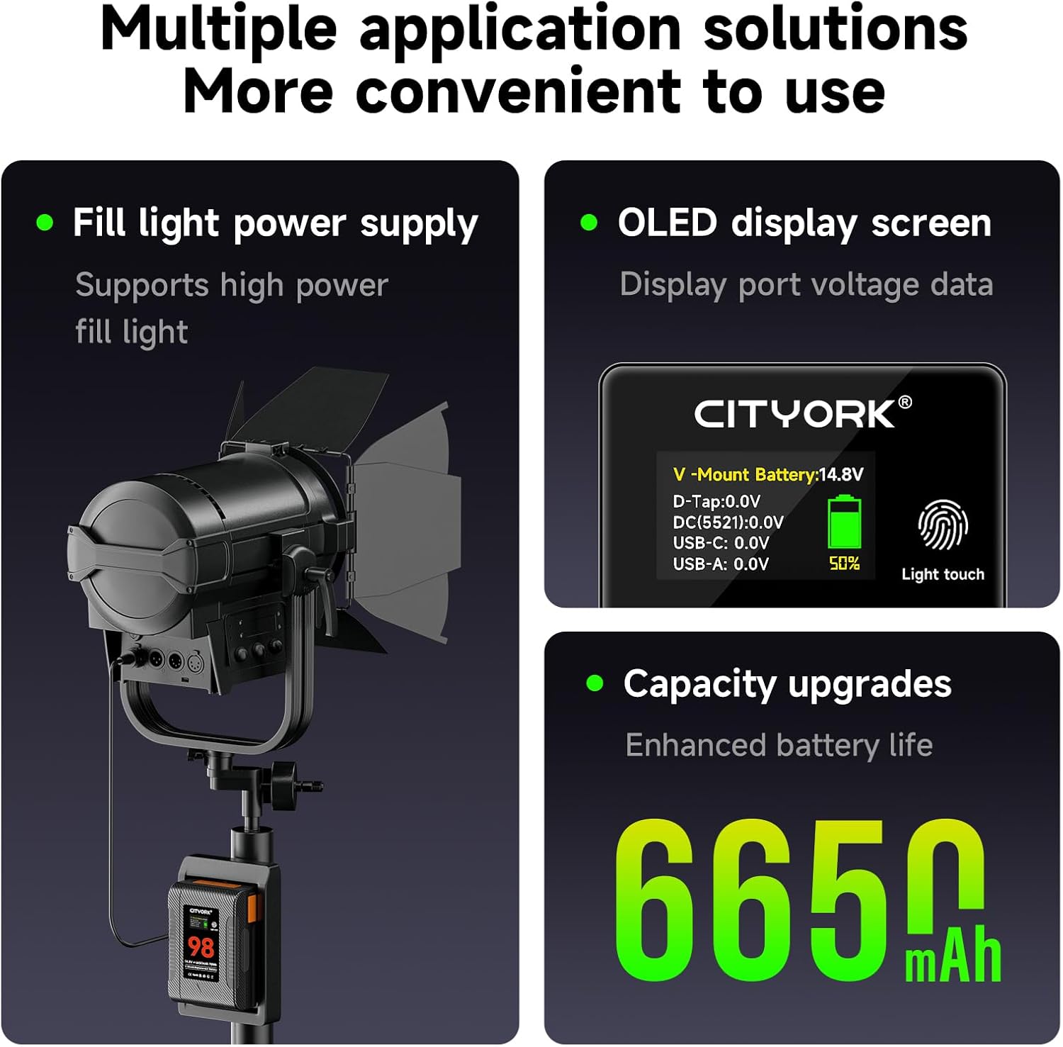 Cityork Batteria V Mount 98Wh 14,8V con OLED Screen - immagine 6