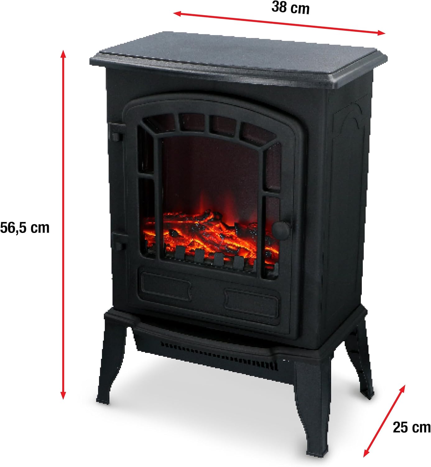 Classic Fire Torino - Caminetto Elettrico 2000W, Nero - immagine 3