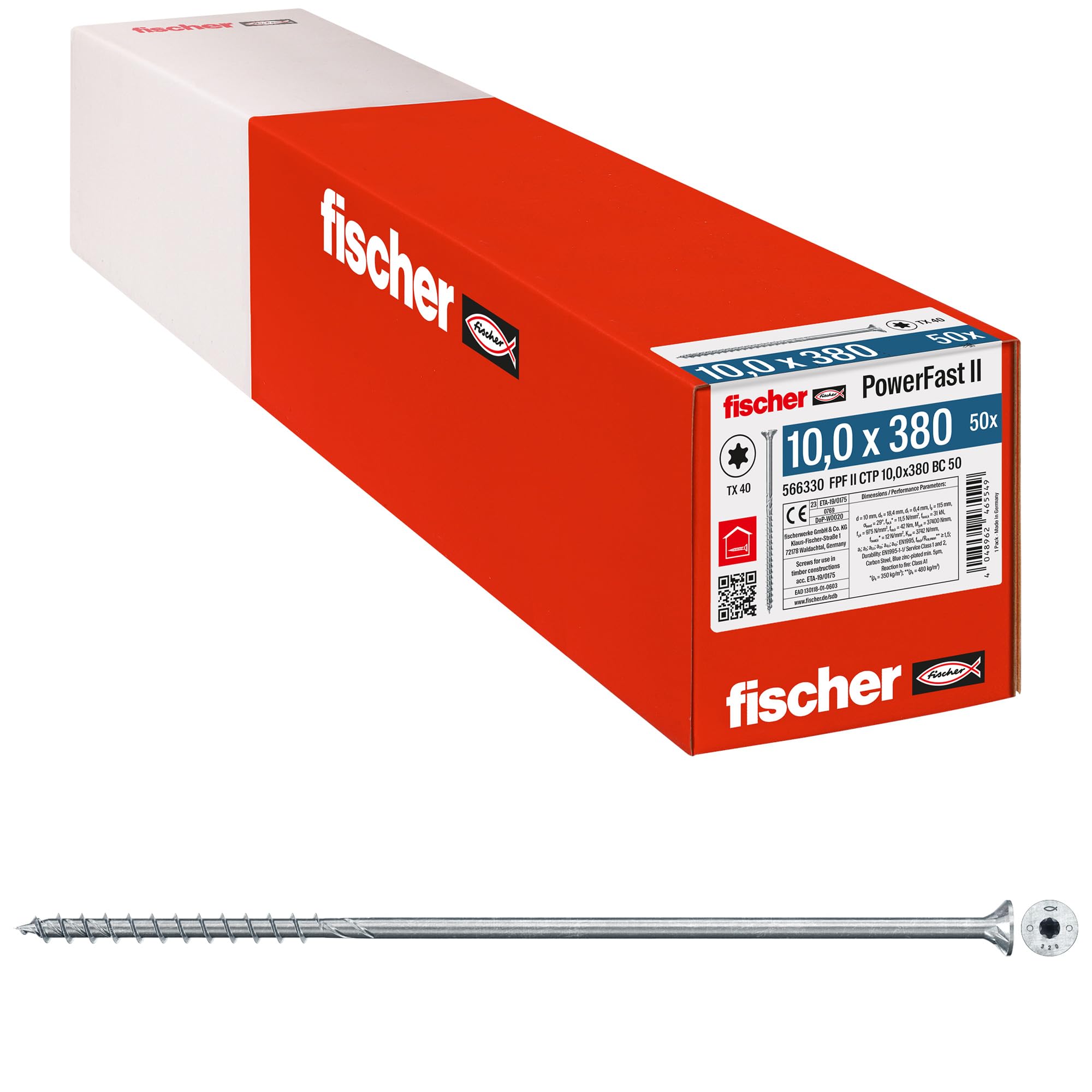 fischer Viti PowerFast FPF II CTP 10,0x380, Zincate