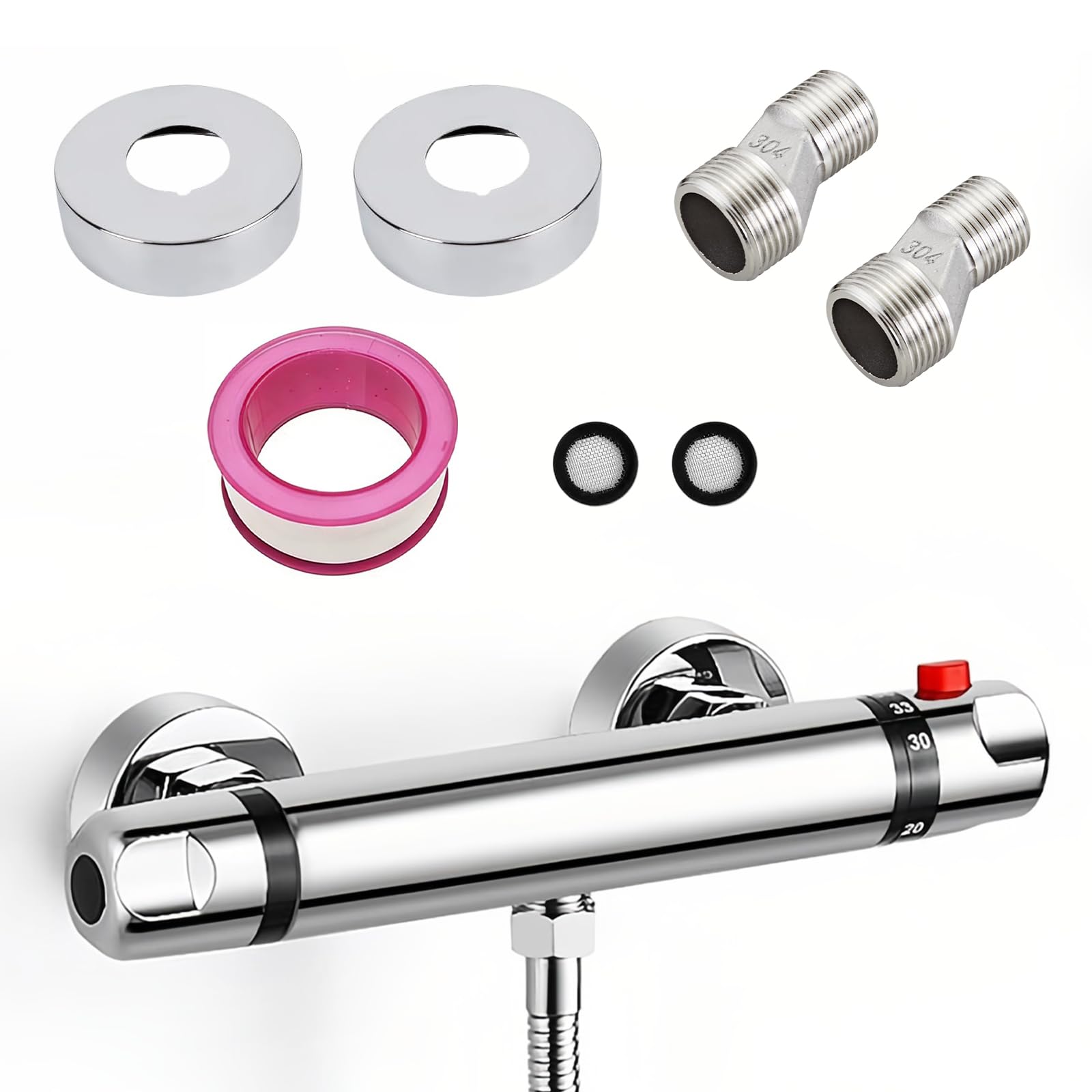 Miscelatore Doccia Termostatico con Blocco di Sicurezza 38°