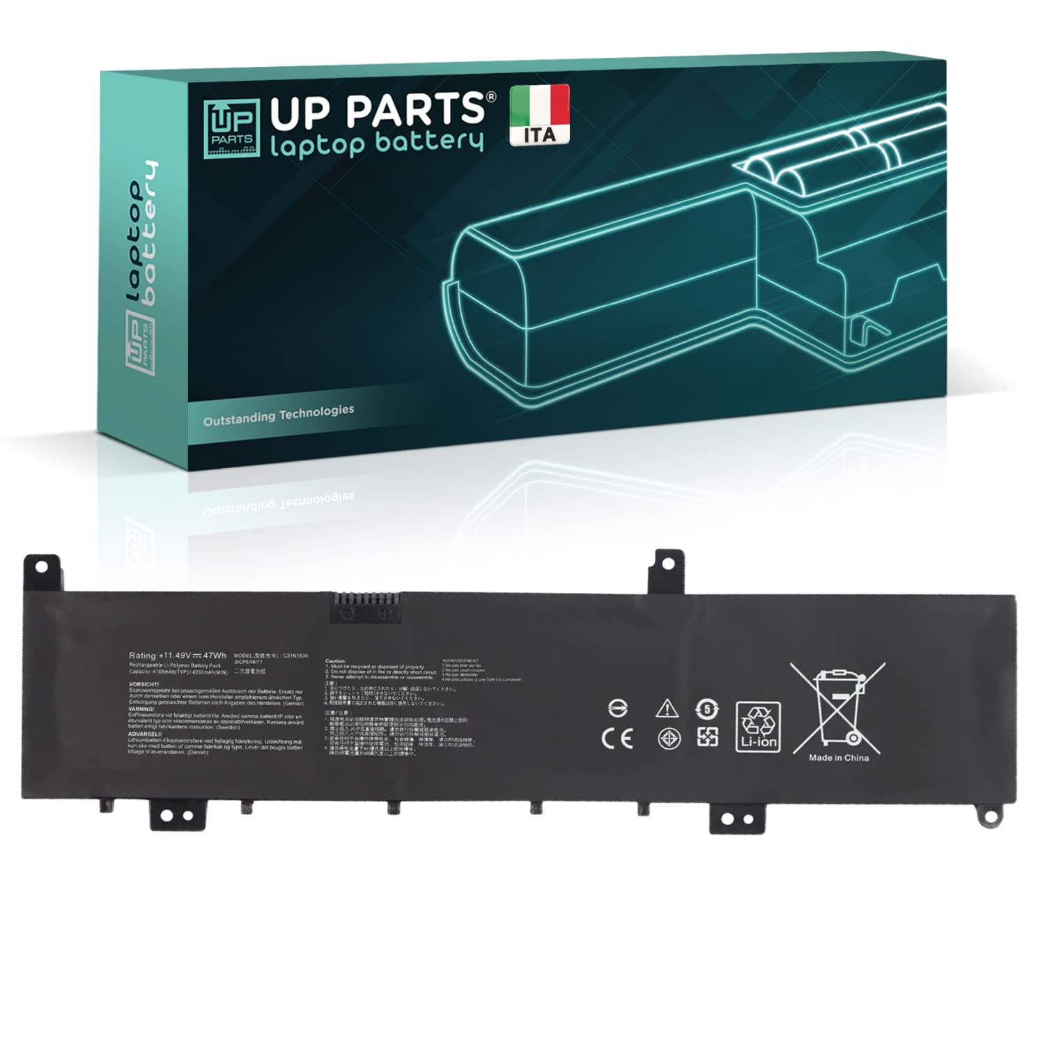 Up Parts® Batteria Compatibile per Asus C31N1636 47Wh